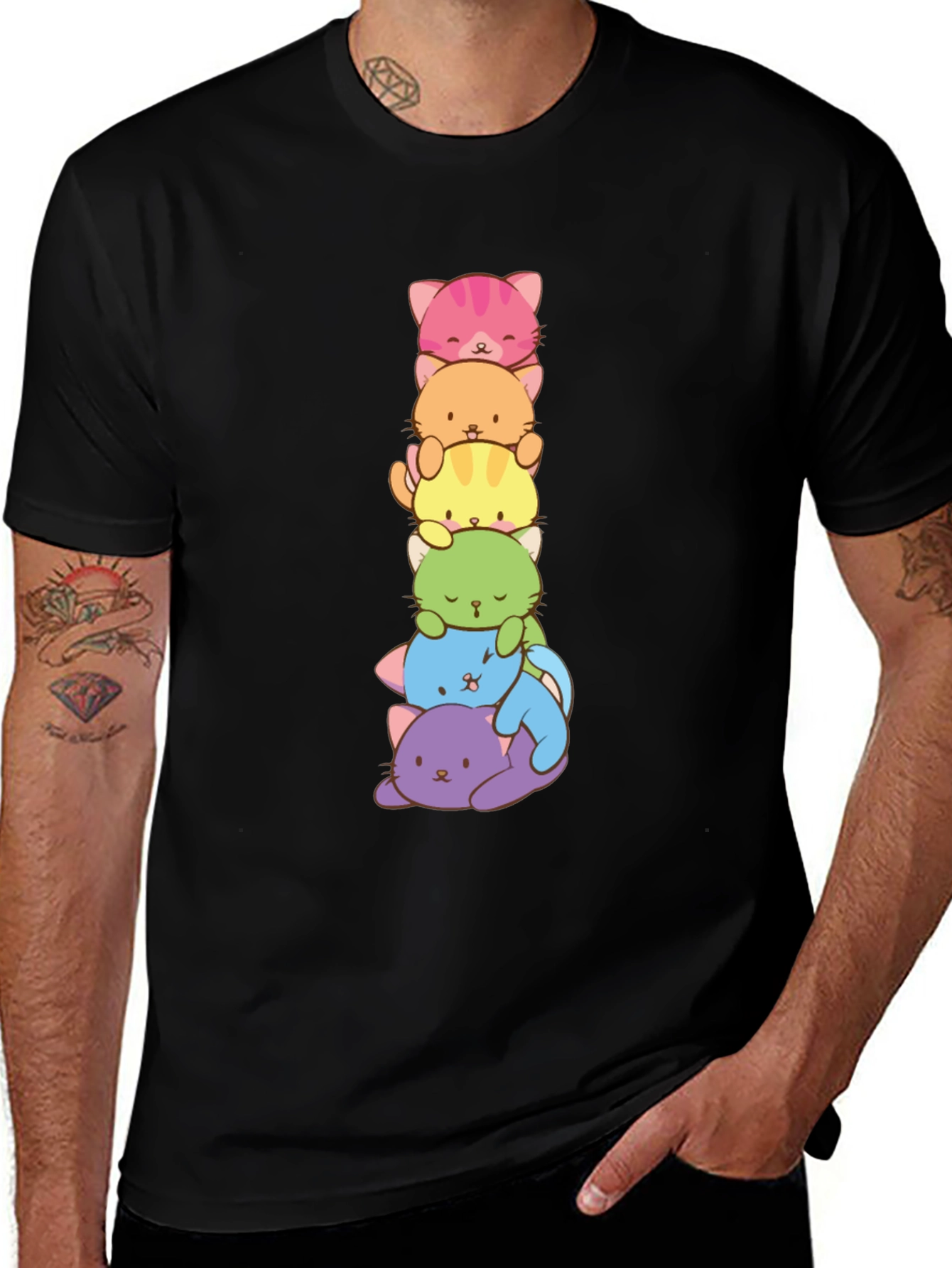 Variant 5 of Stacked Pastel Cats Graphic T-Shirt