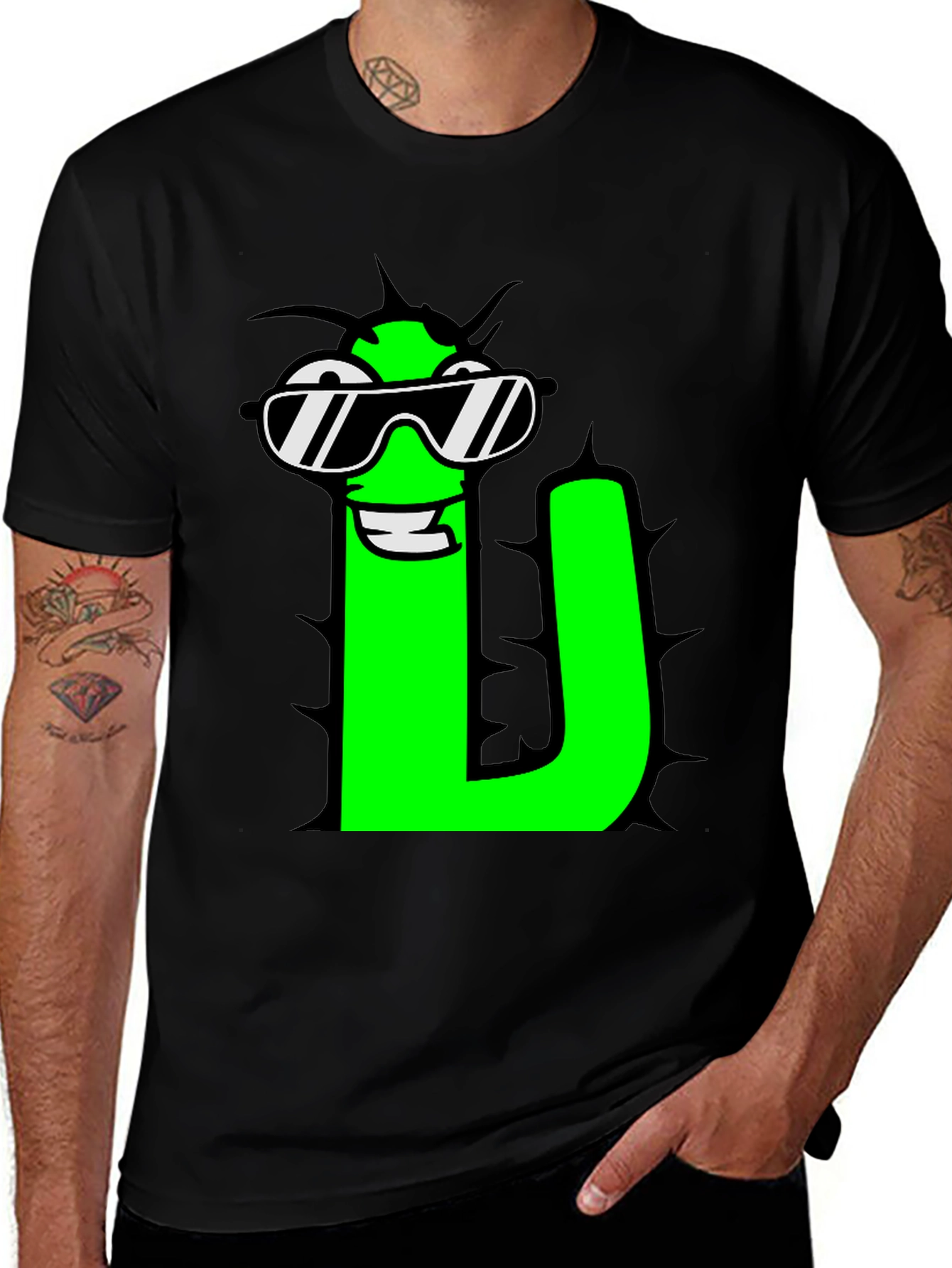 Black Cool Letter "U" Graphic T-Shirt main image