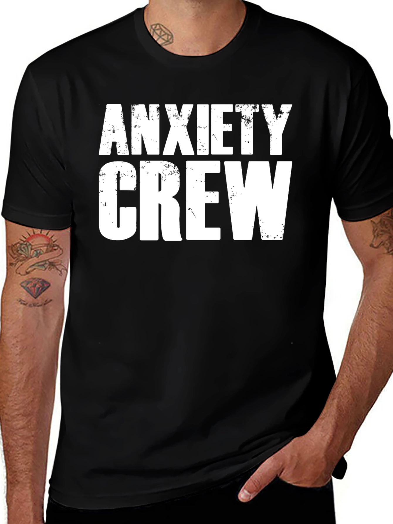 Anxiety Crew Graphic Tee - Black Cotton T-Shirt