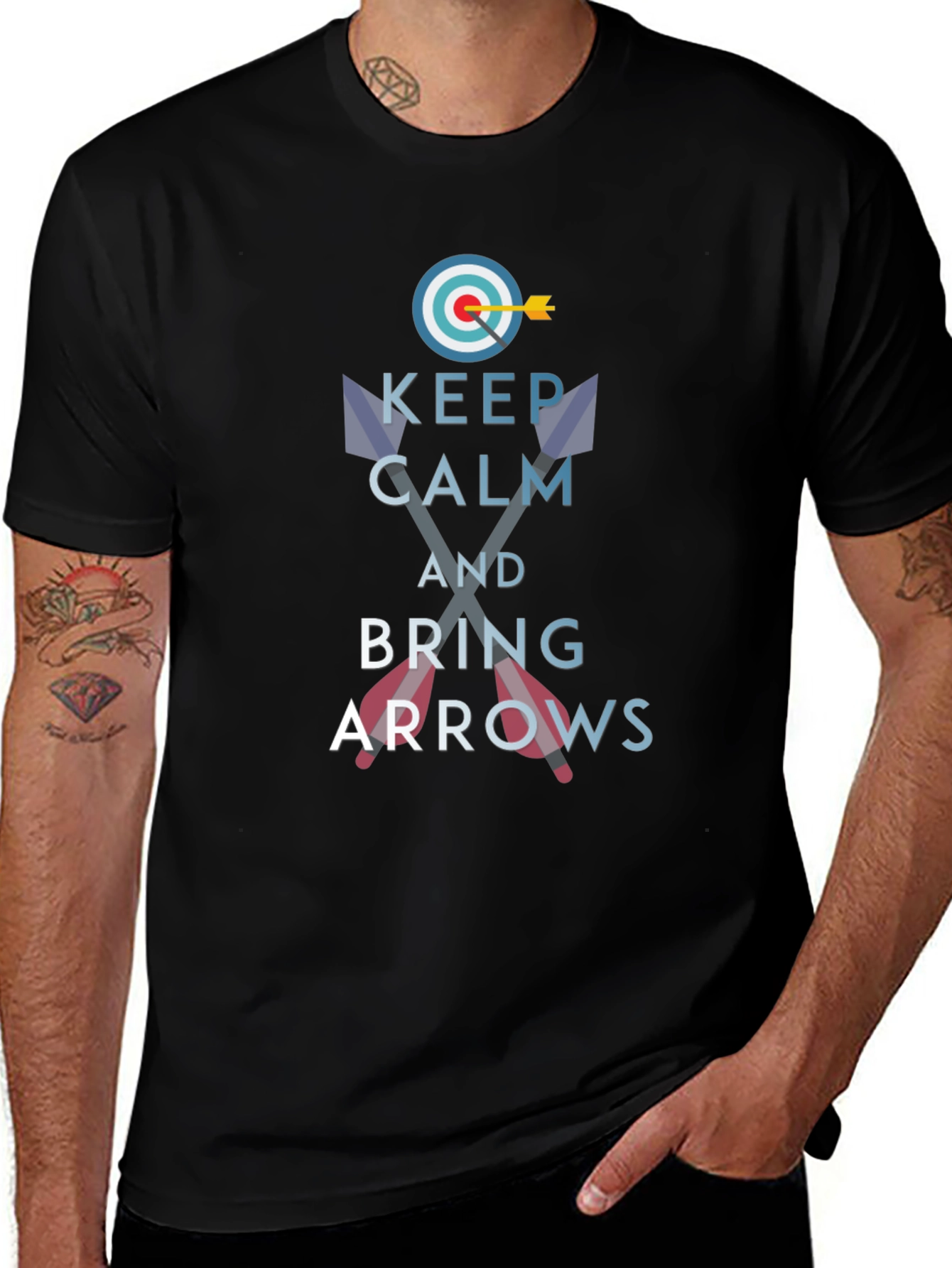 Variant 28 of Keep Calm & Bring Arrows T-Shirt - Archery Design