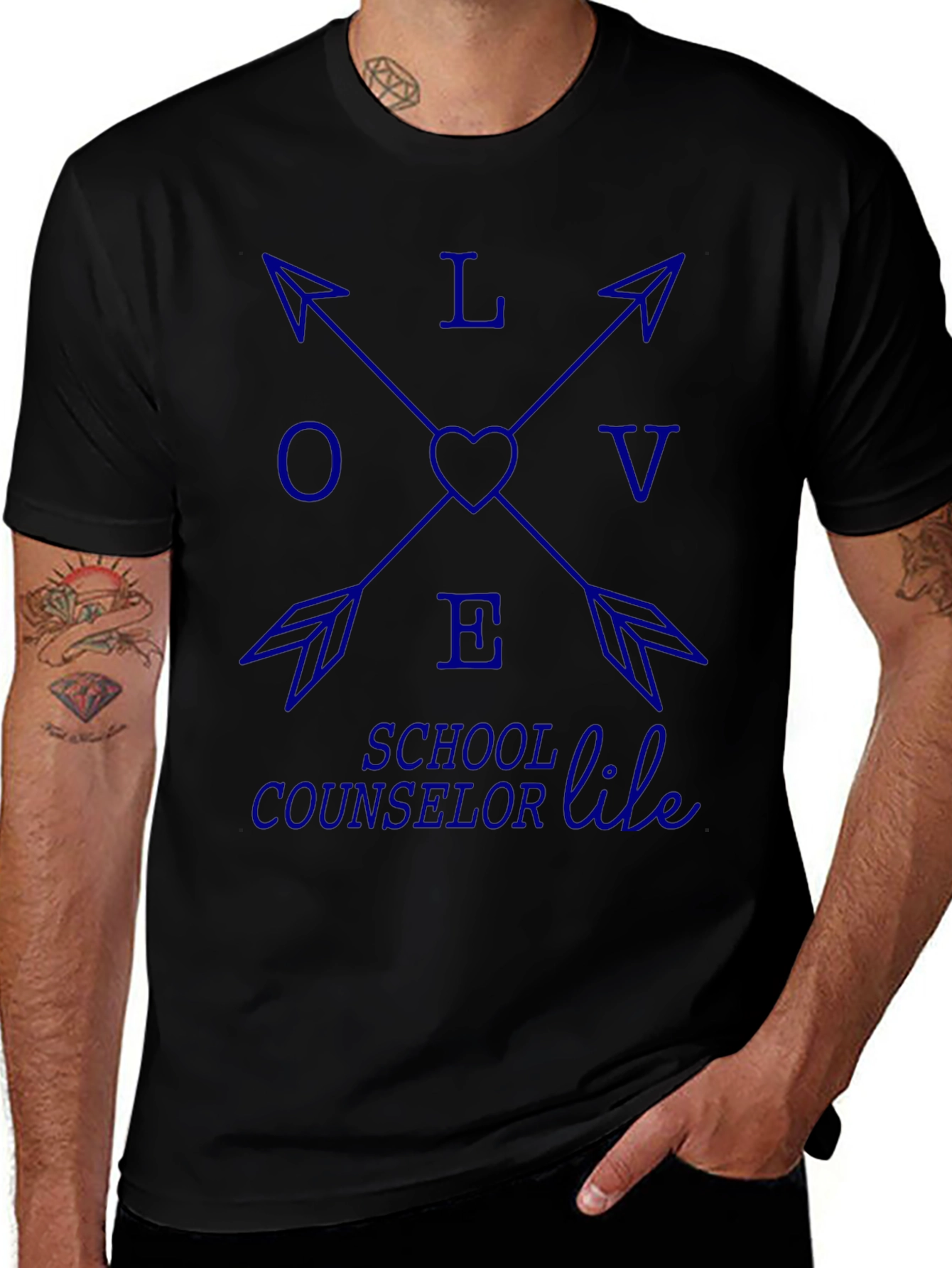 Love School Counselor Life Black Tee