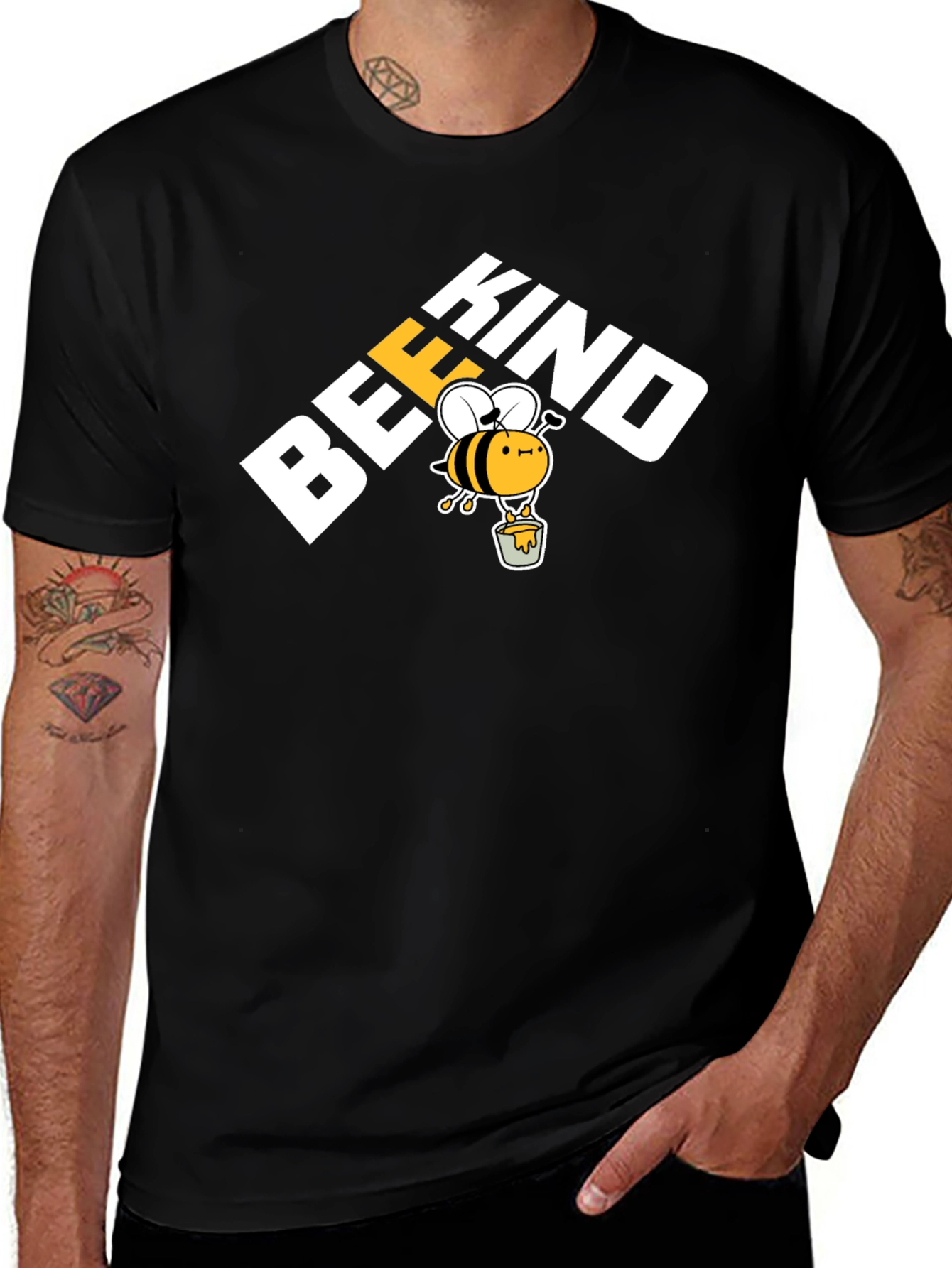Variant 23 of Bee Kind Graphic T-Shirt - Black