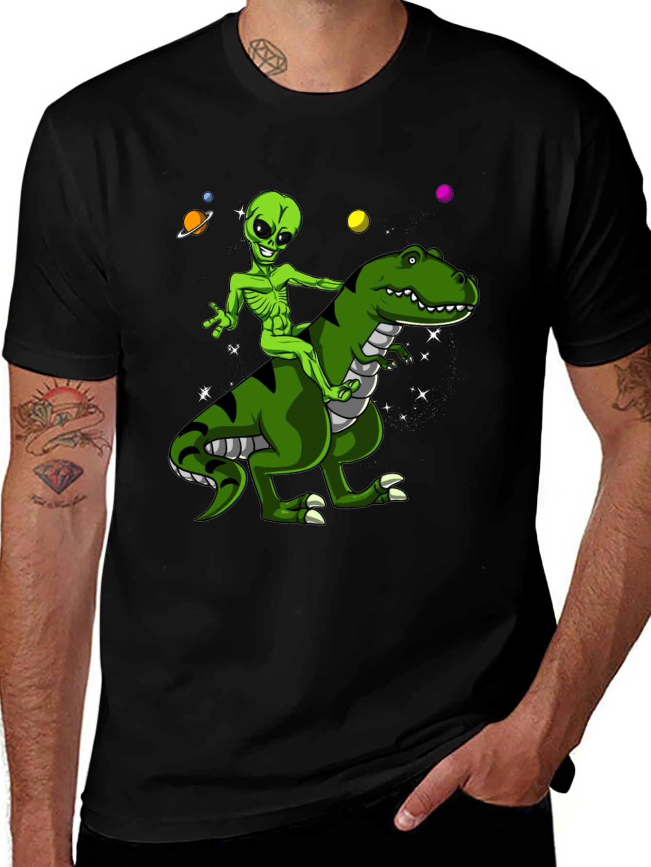 Variant 29 of Alien Riding Dinosaur Graphic T-Shirt