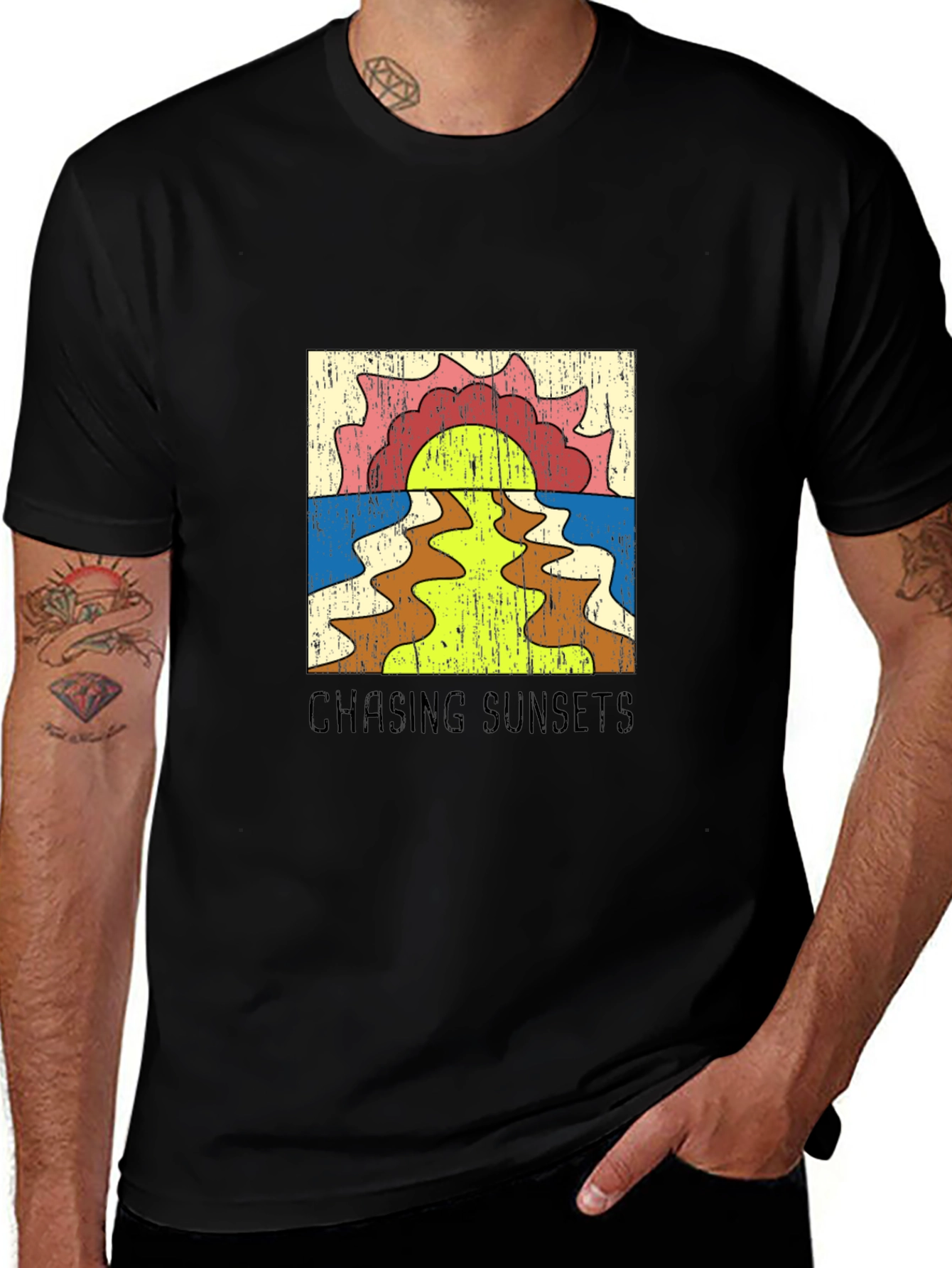 Variant 21 of Retro "Chasing Sunsets" Graphic Tee