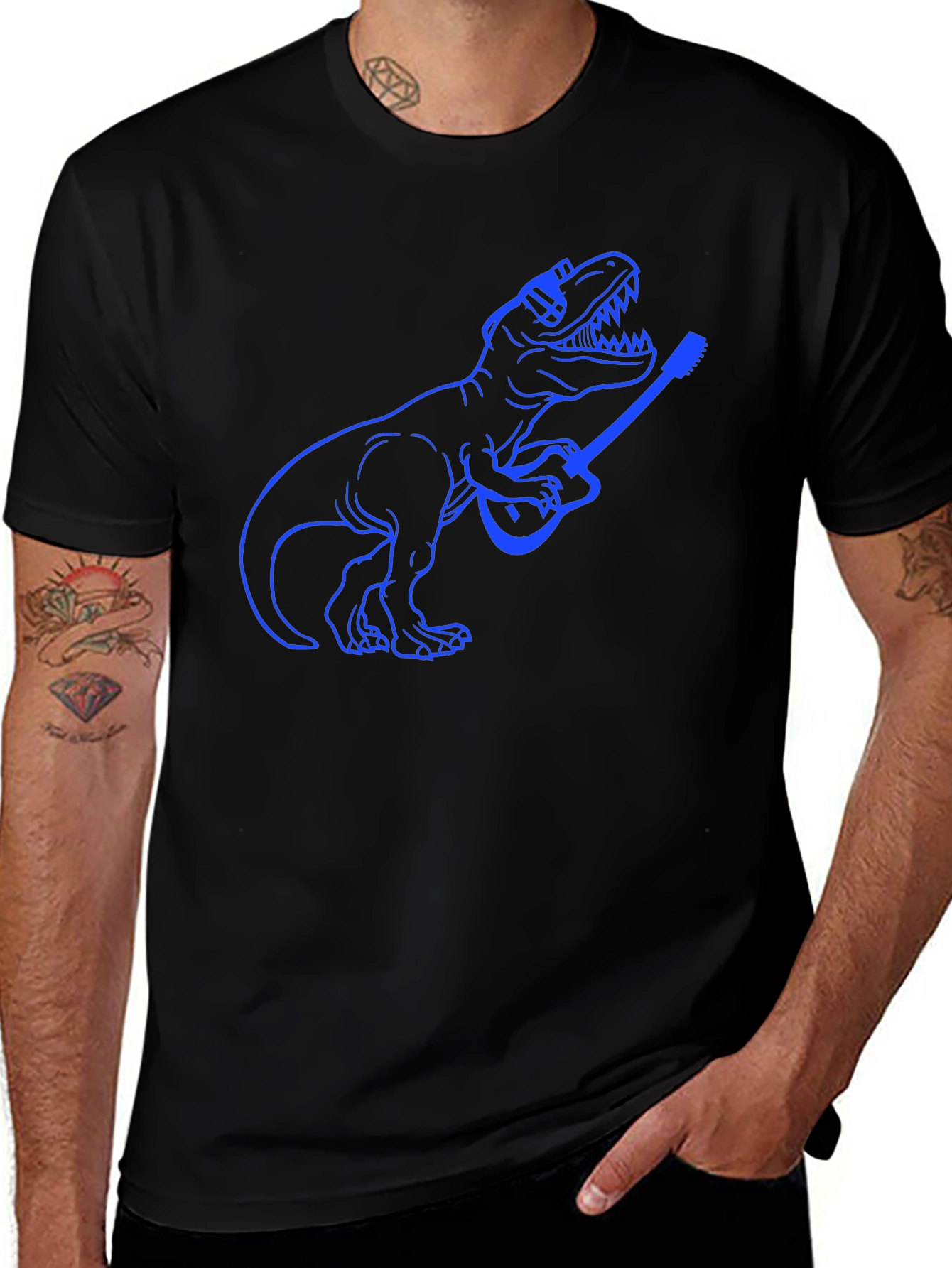 Variant 16 of Dinosaur Guitar T-Shirt - Black
