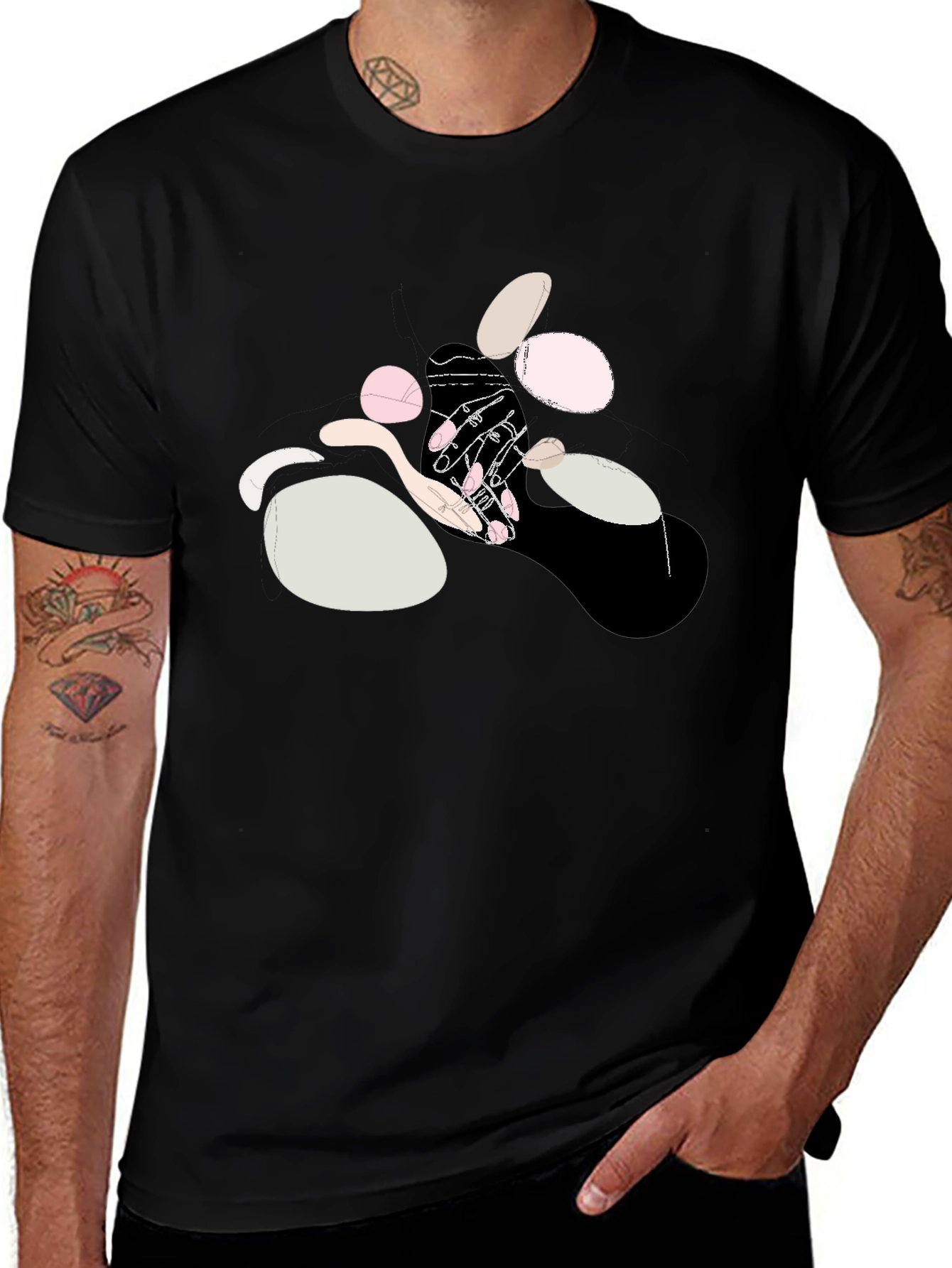 Variant 25 of Abstract Hands Graphic Black Cotton T-Shirt