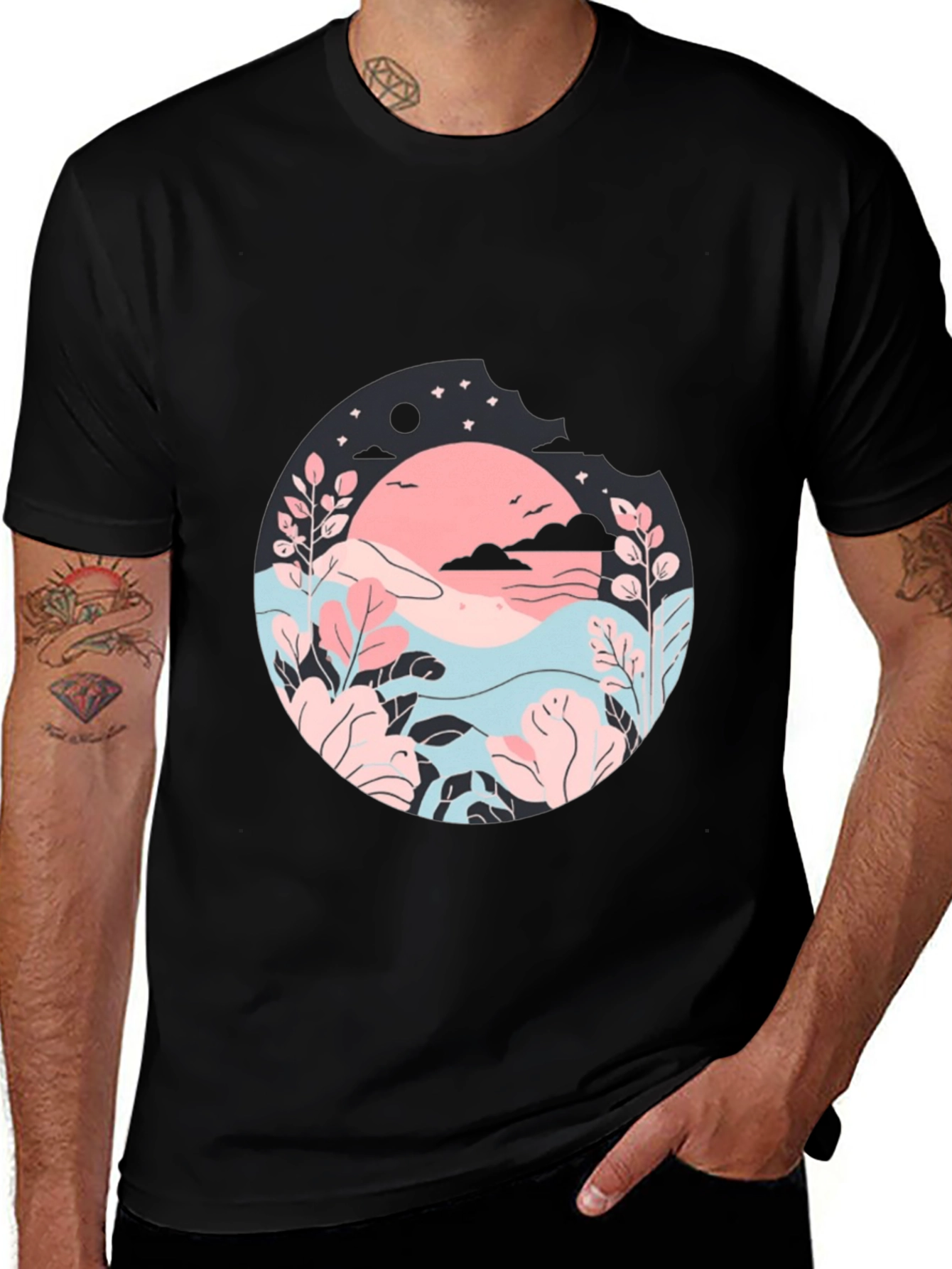 Variant 2 of Nature Inspired Graphic T-Shirt - Black