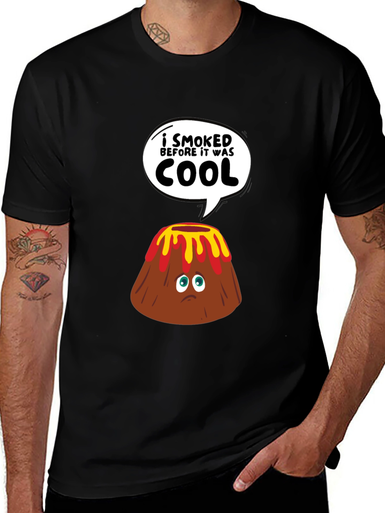 Variant 12 of Funny Volcano T-Shirt: I Smoked Before It Was Cool