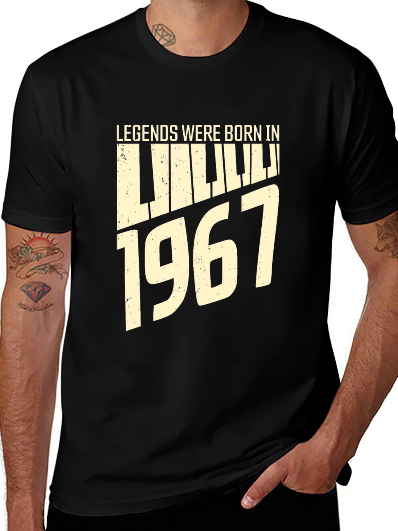 Variant 4 of Legends Born in 1967 Piano Tee - Black