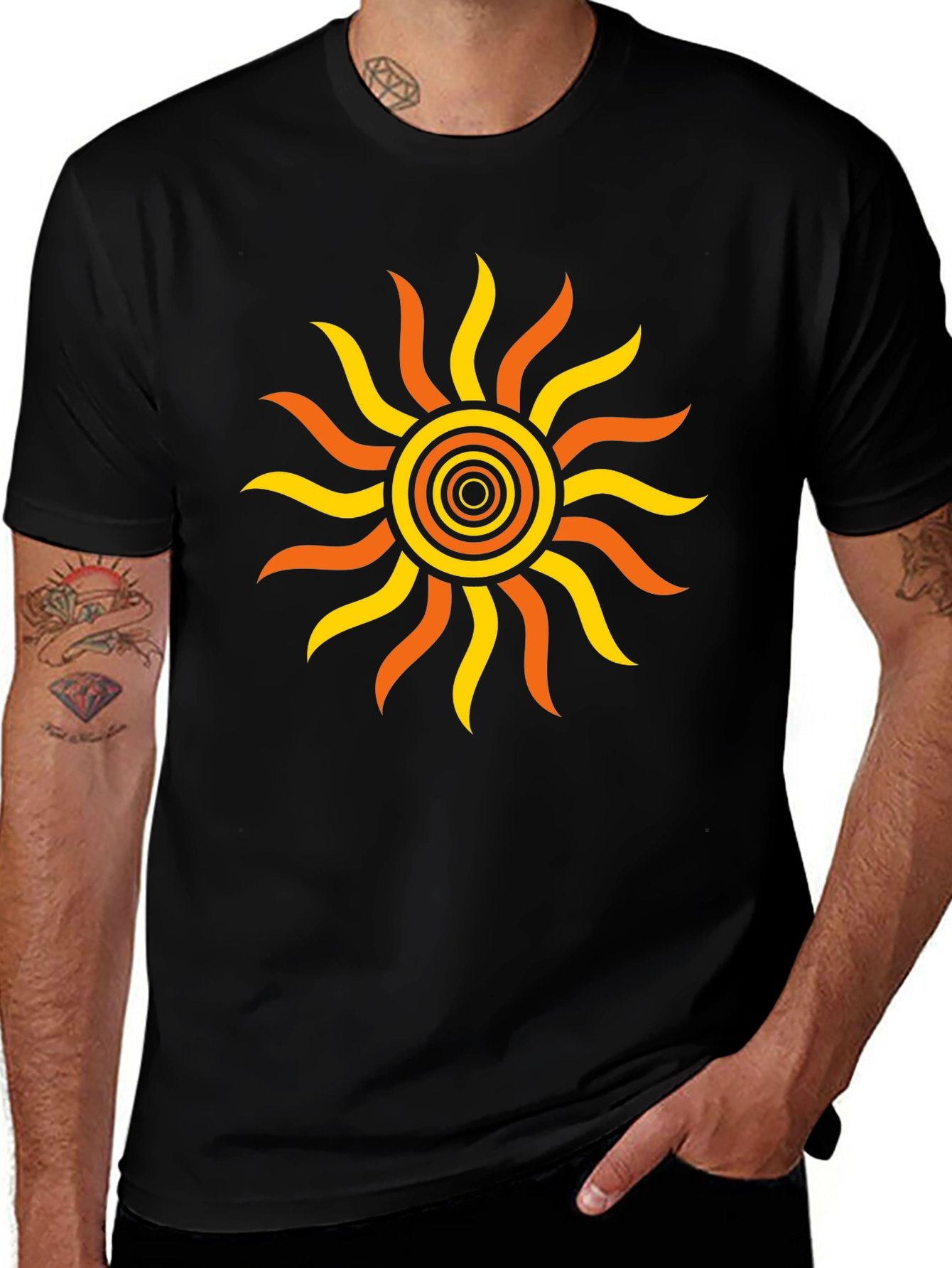 Variant 12 of Sunburst Graphic Tee - Men's Black T-Shirt