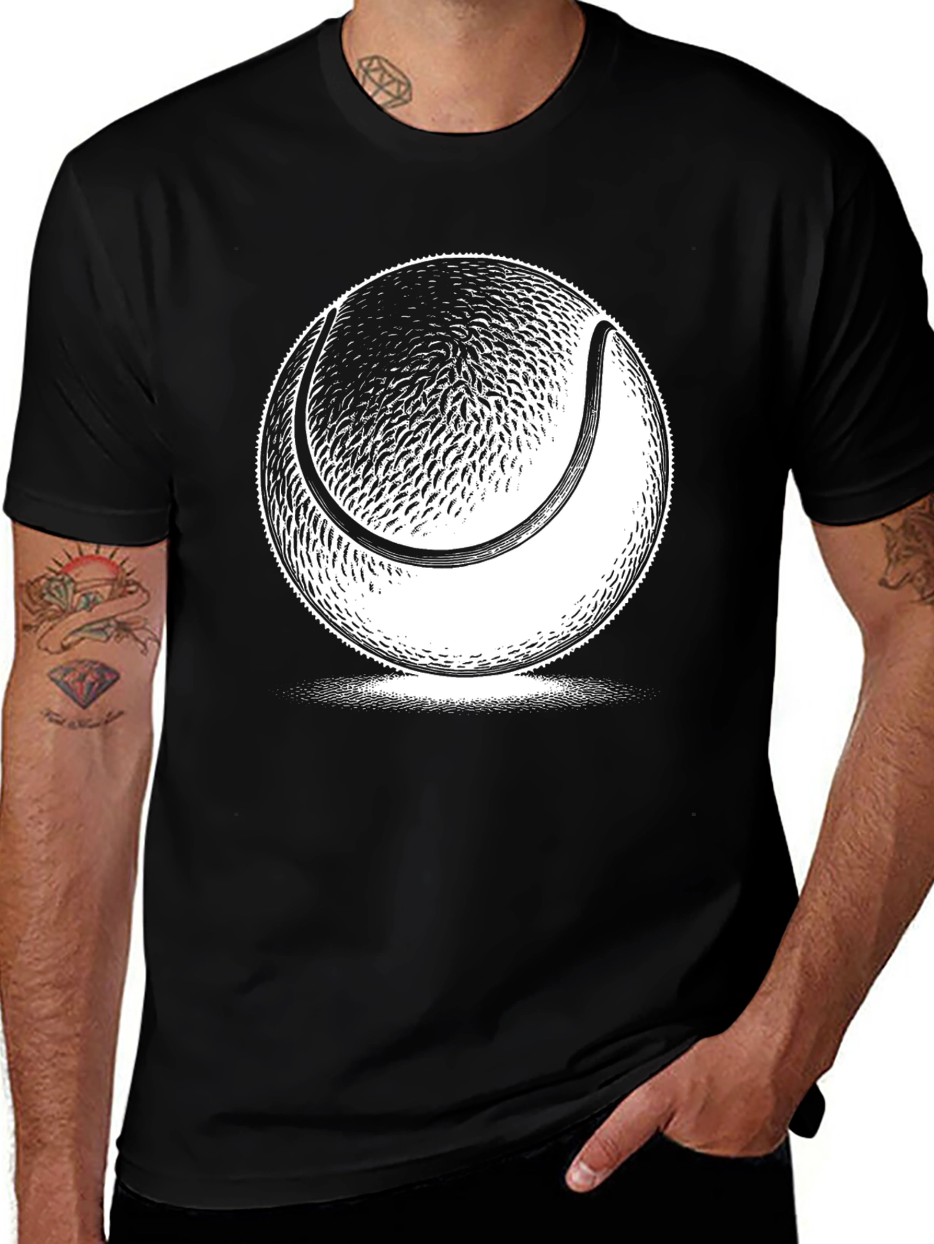Variant 28 of Tennis Ball Graphic Black T-Shirt