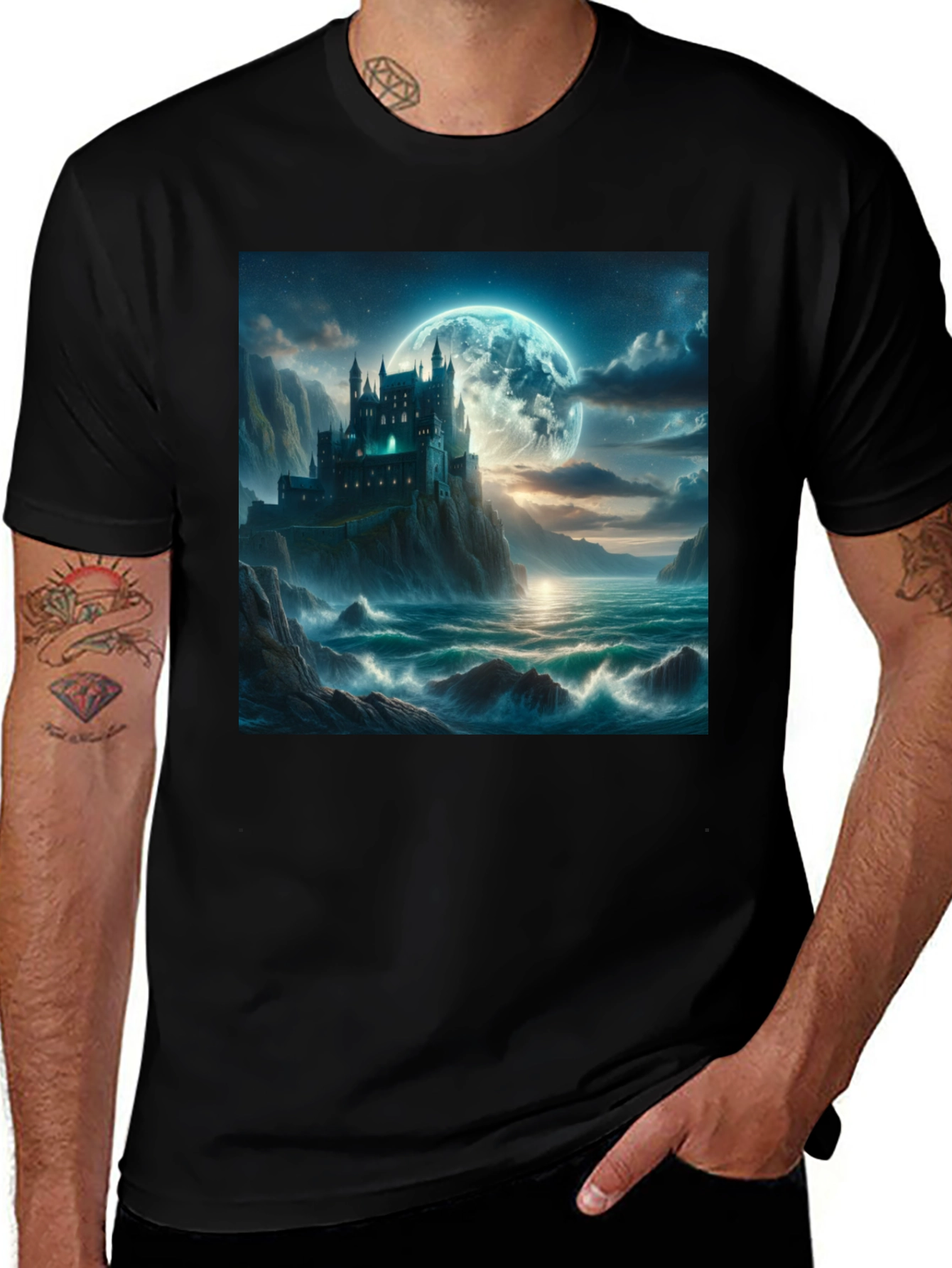 Variant 13 of Castle Moonscape Graphic Tee