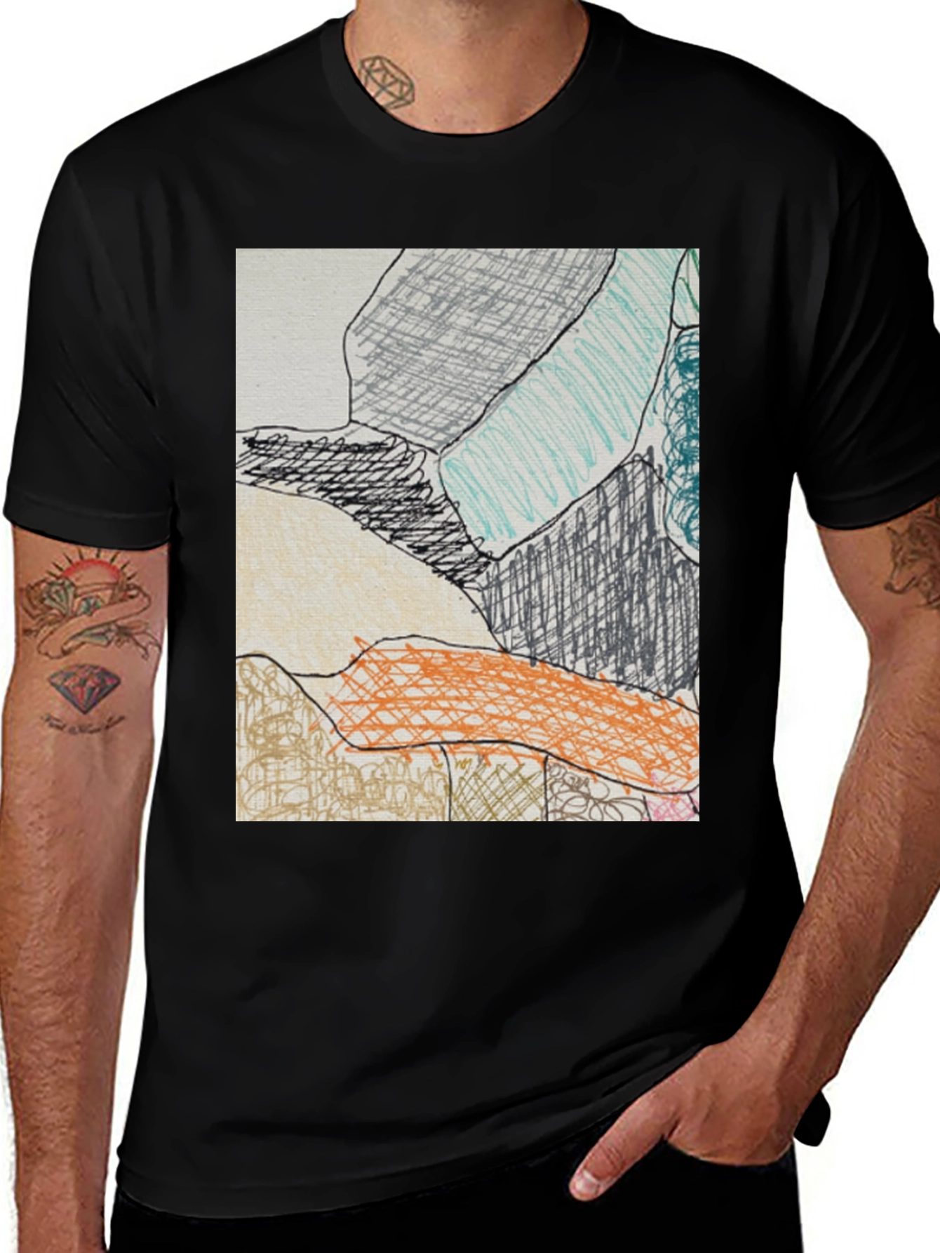 Black Abstract Art Print Black T-Shirt main image