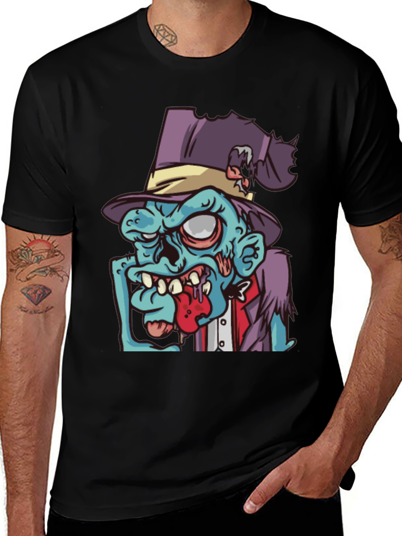 Variant 6 of Zombie Cartoon Graphic T-Shirt - Black