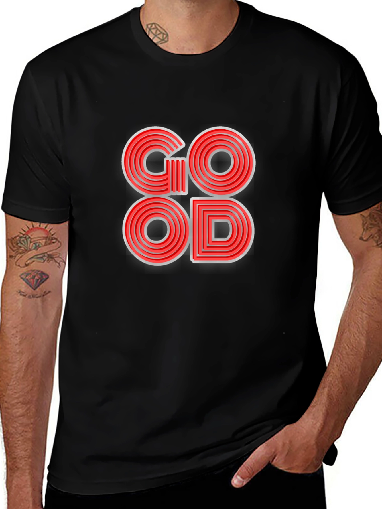 Variant 26 of Stylish GOOD Graphic T-Shirt - Black
