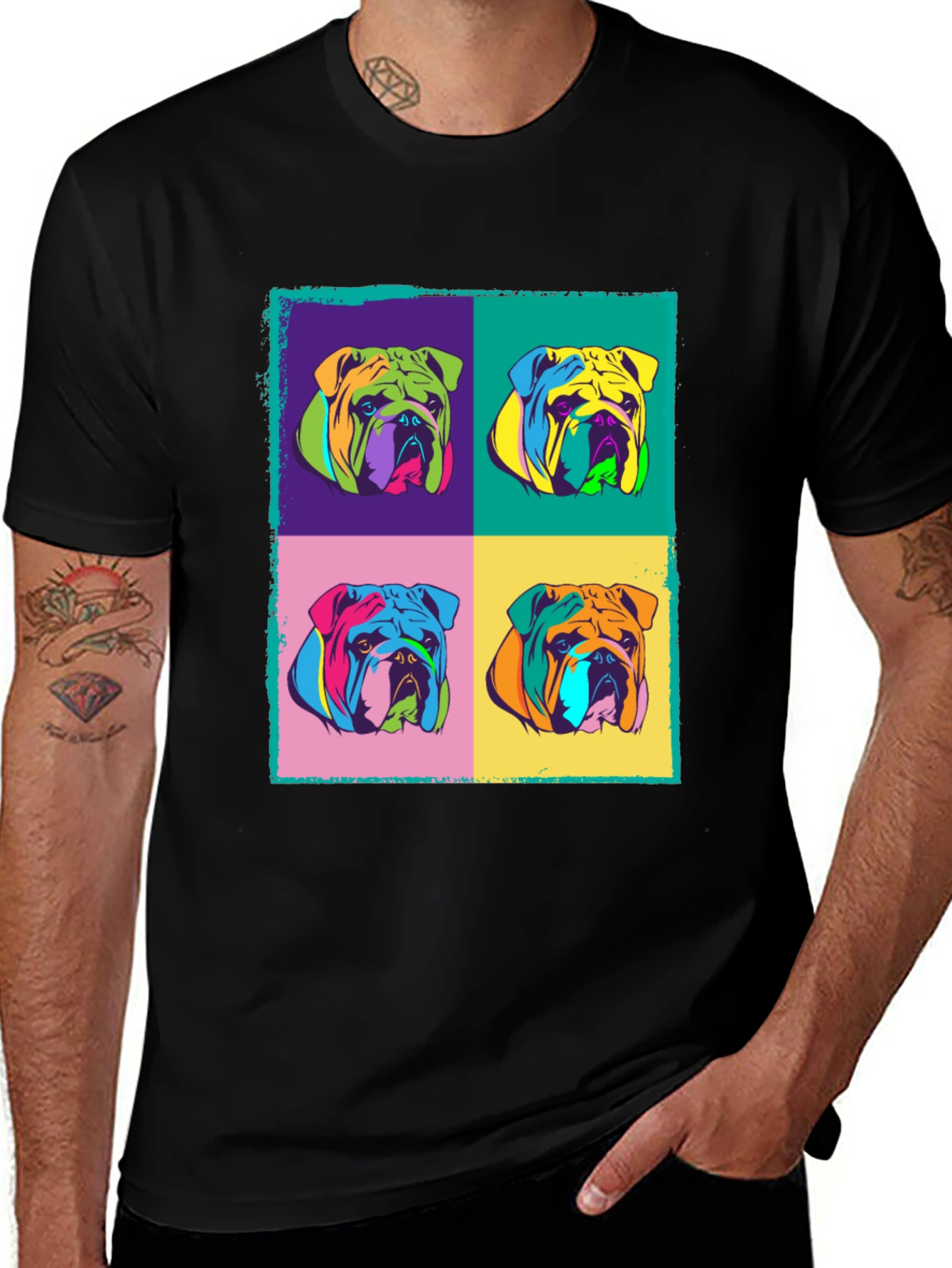 Variant 7 of Pop Art Bulldog Graphic Tee - Cool Dog Lover Shirt