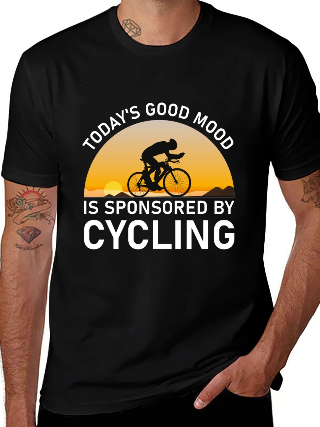 Black Cycling Sponsored Good Mood T-Shirt main image