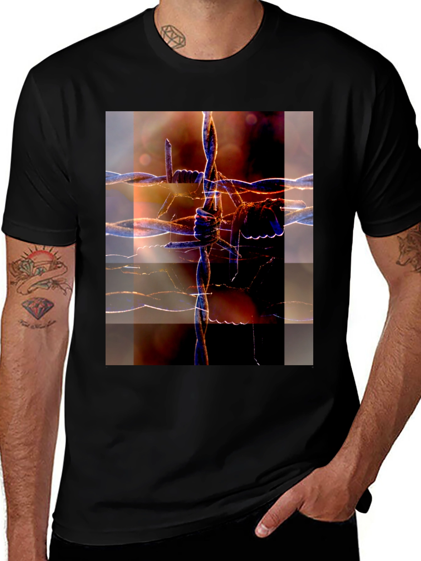 Variant 17 of Barbed Wire Graphic Tee - Abstract Design