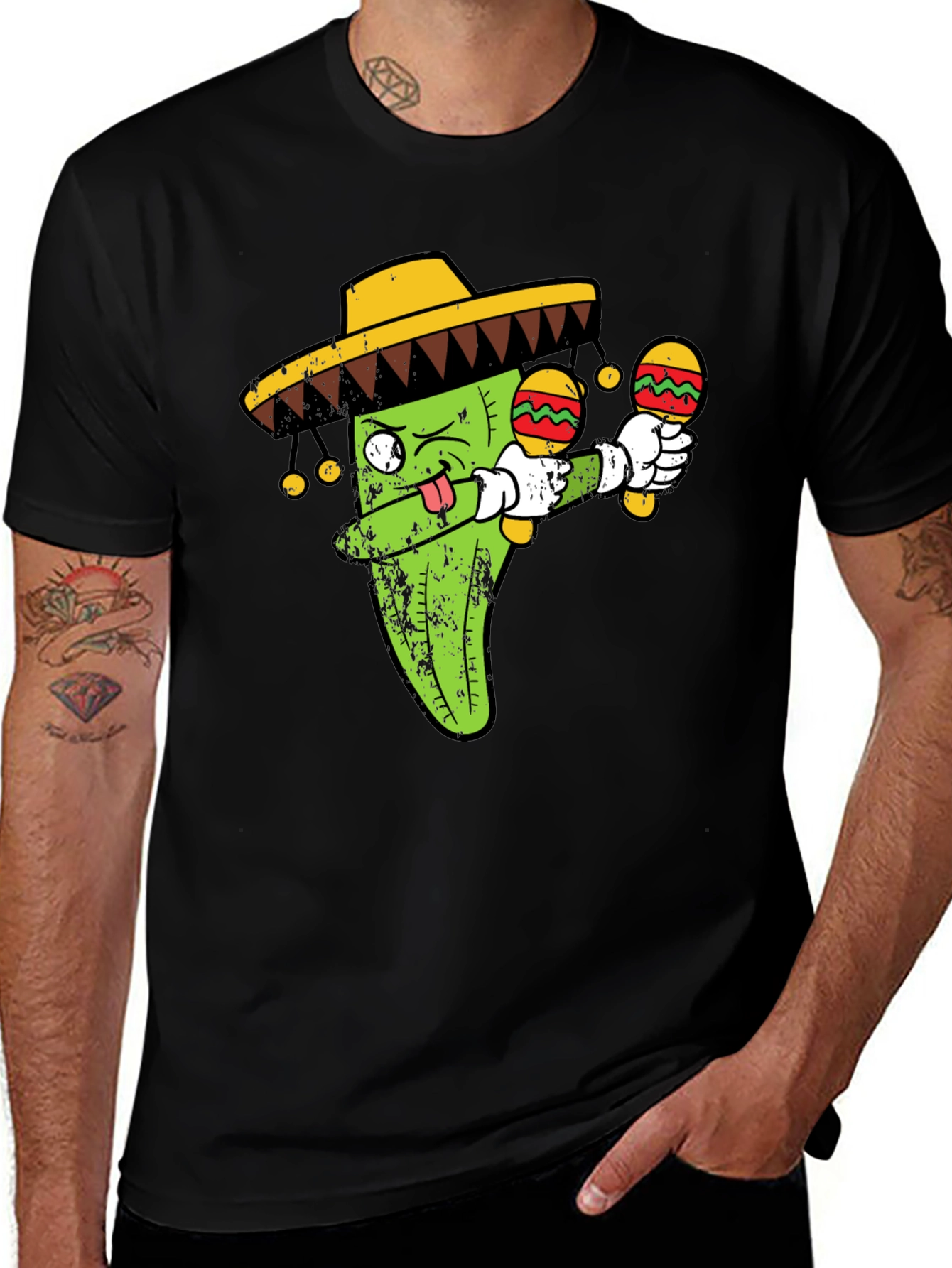 Variant 19 of Funny Jalapeno Pepper Sombrero & Maracas T-Shirt