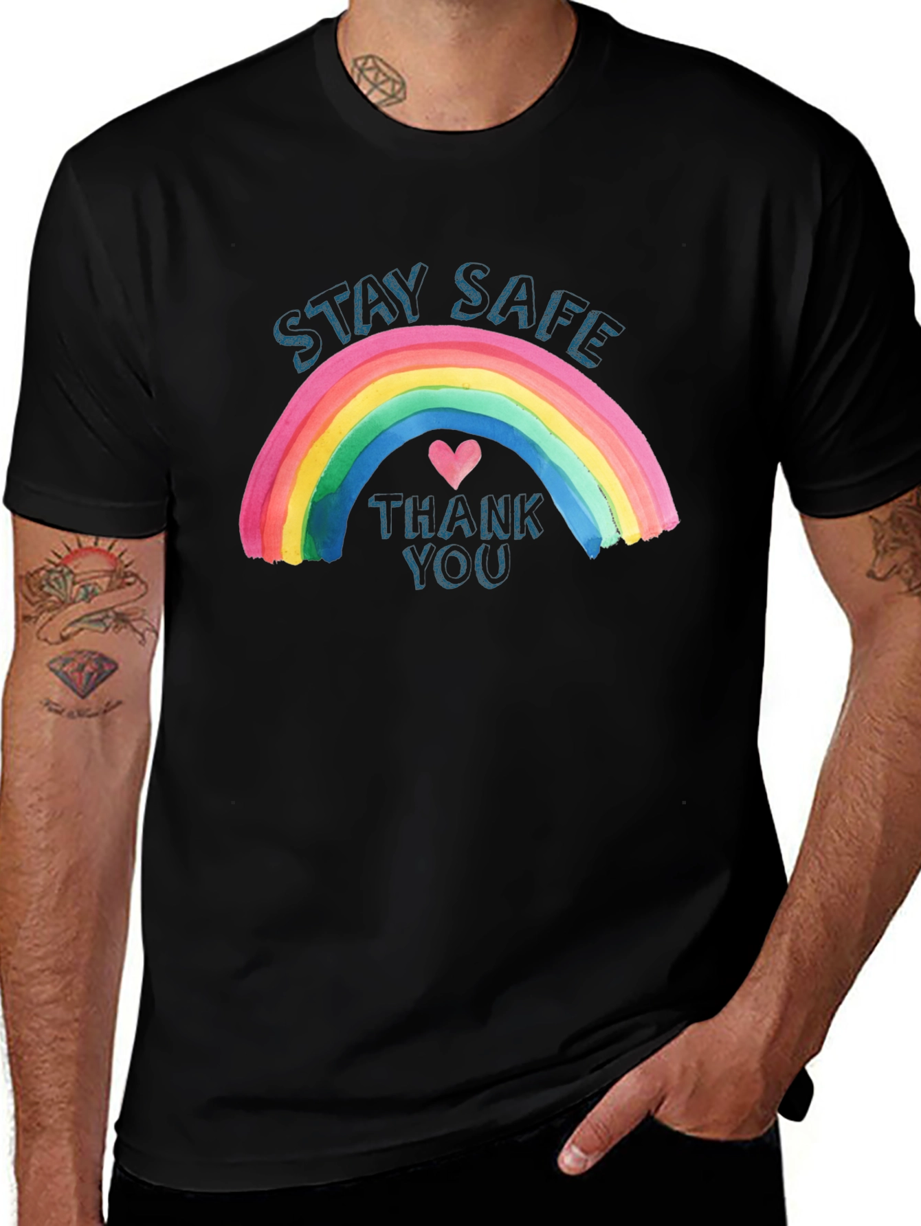 Variant 29 of Stay Safe Rainbow Graphic T-Shirt