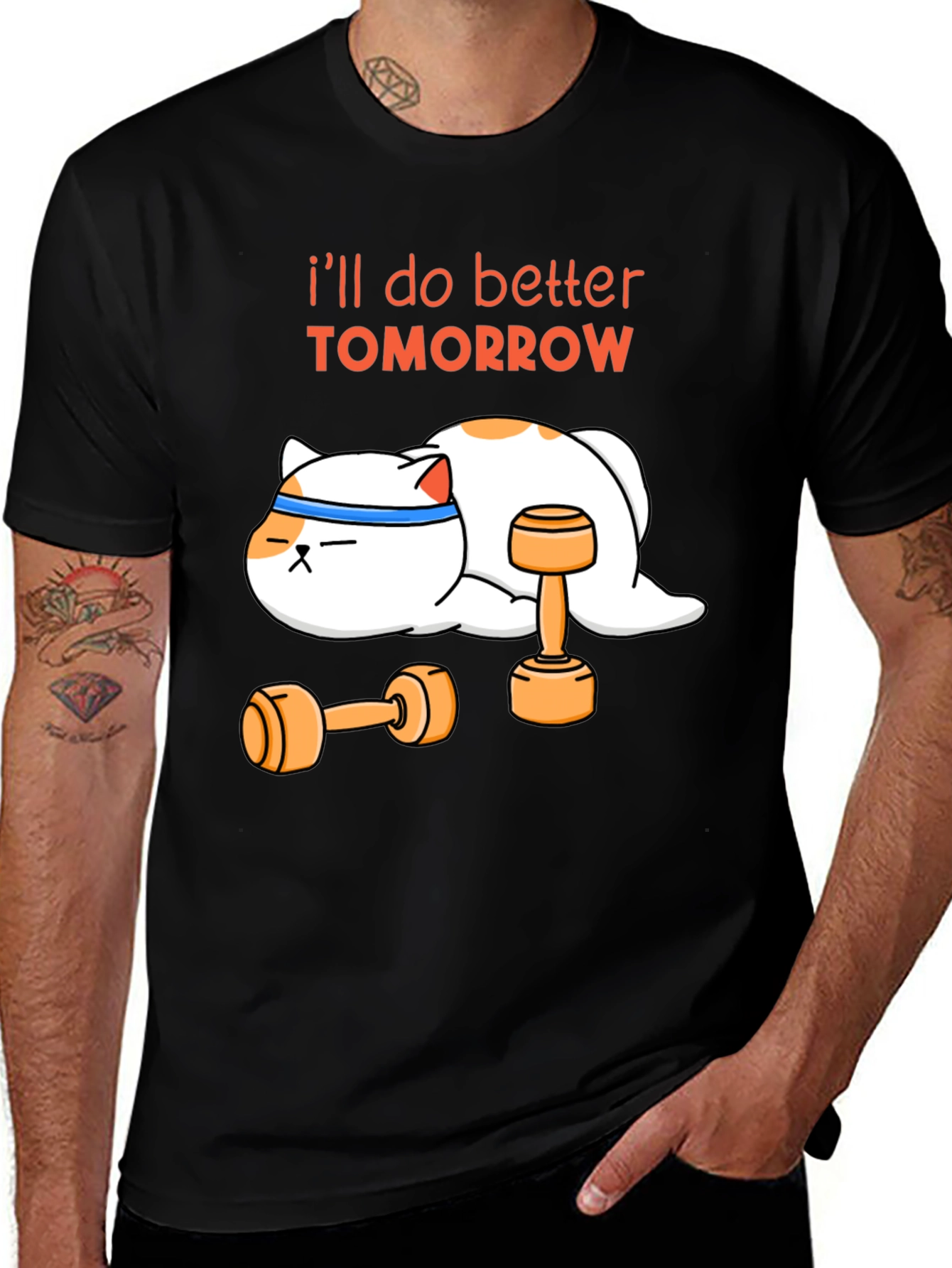 Variant 2 of Lazy Cat Workout T-Shirt: Funny Fitness Tee