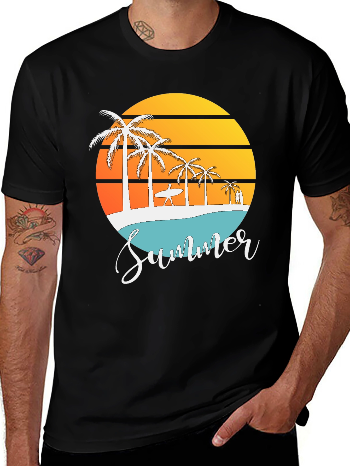 Variant 26 of Summer Beach Palm Tree Graphic T-Shirt