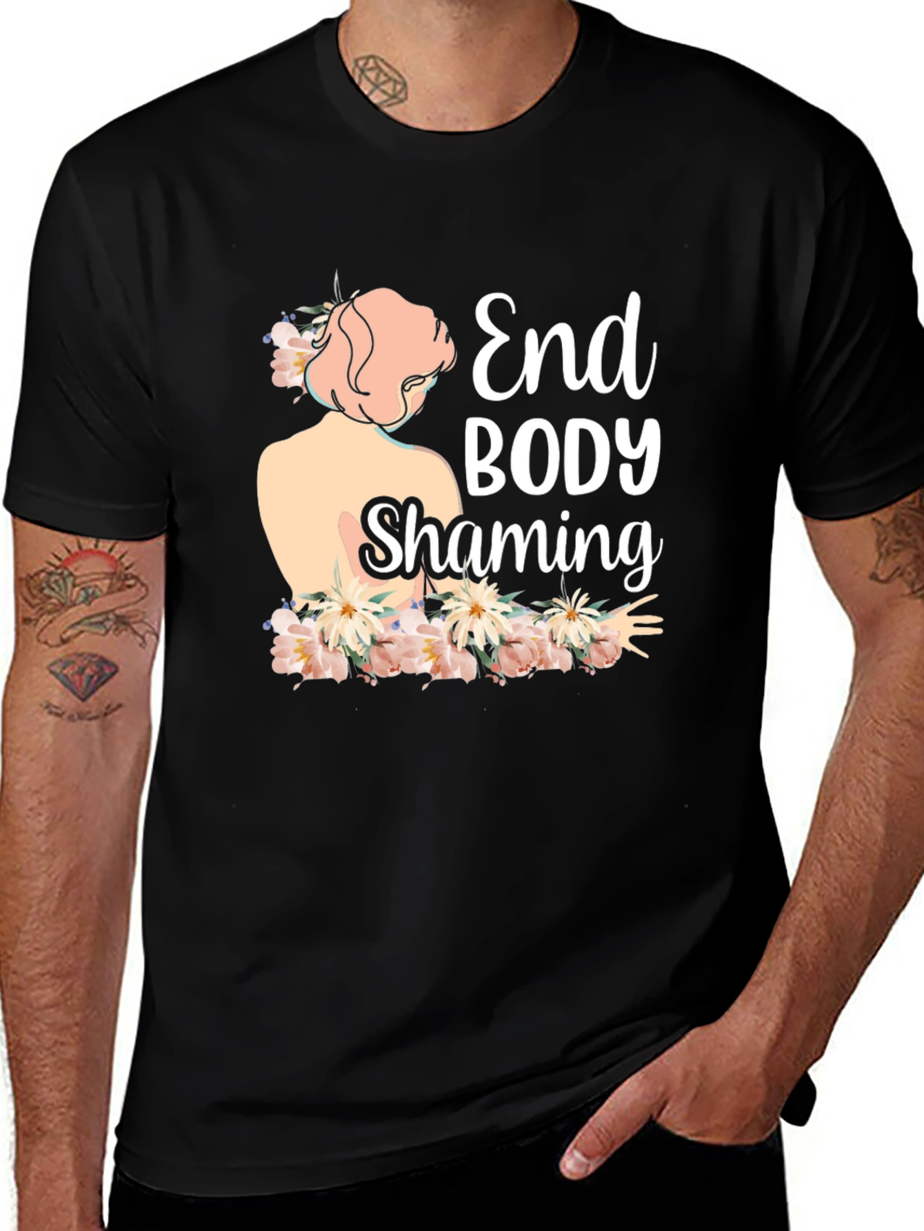 Variant 4 of End Body Shaming Graphic Tee - Empowering Black T-Shirt