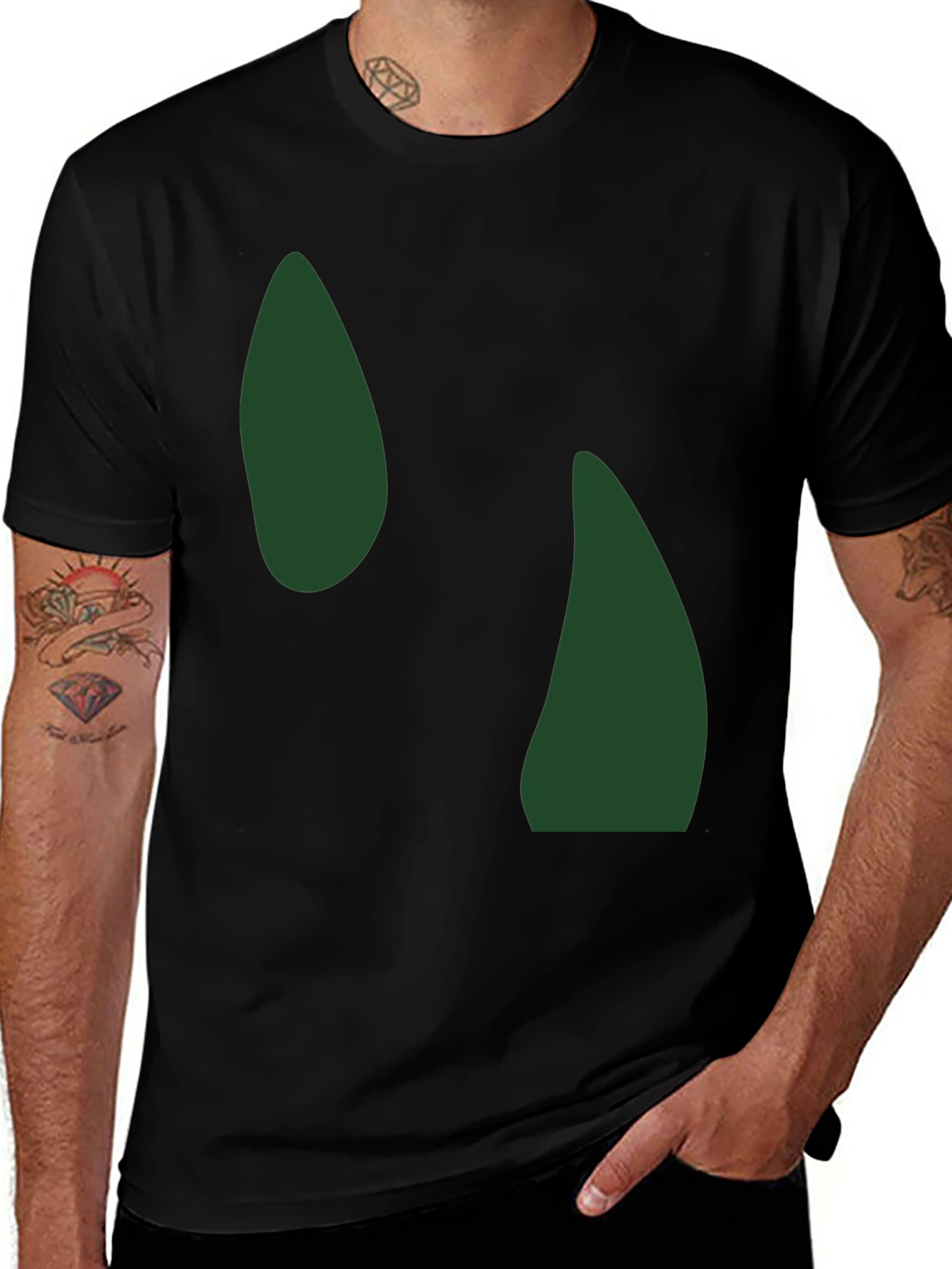 Variant 3 of Abstract Green Shapes Black T-Shirt
