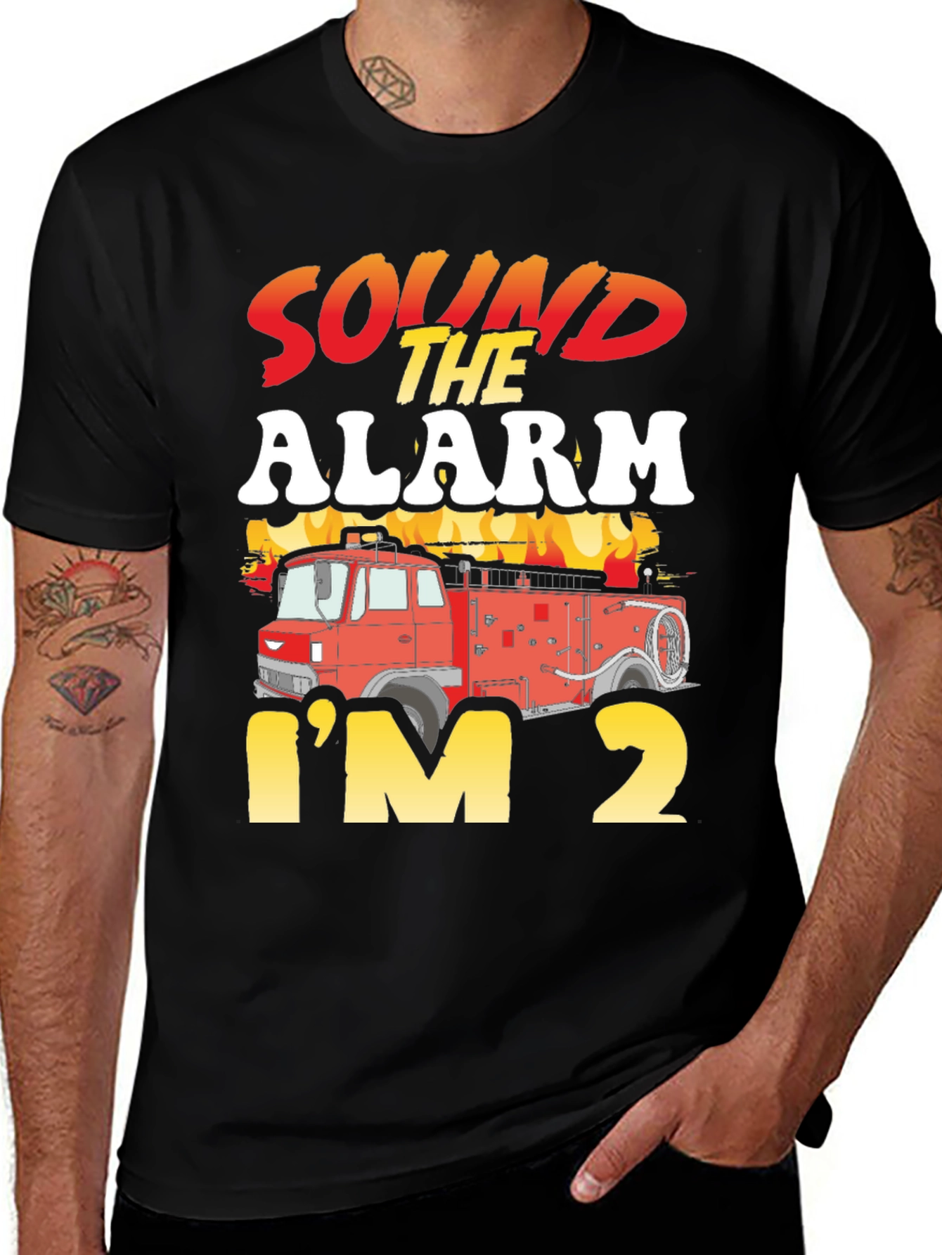 Variant 29 of Sound The Alarm I'm 2 Fire Truck Birthday T-Shirt