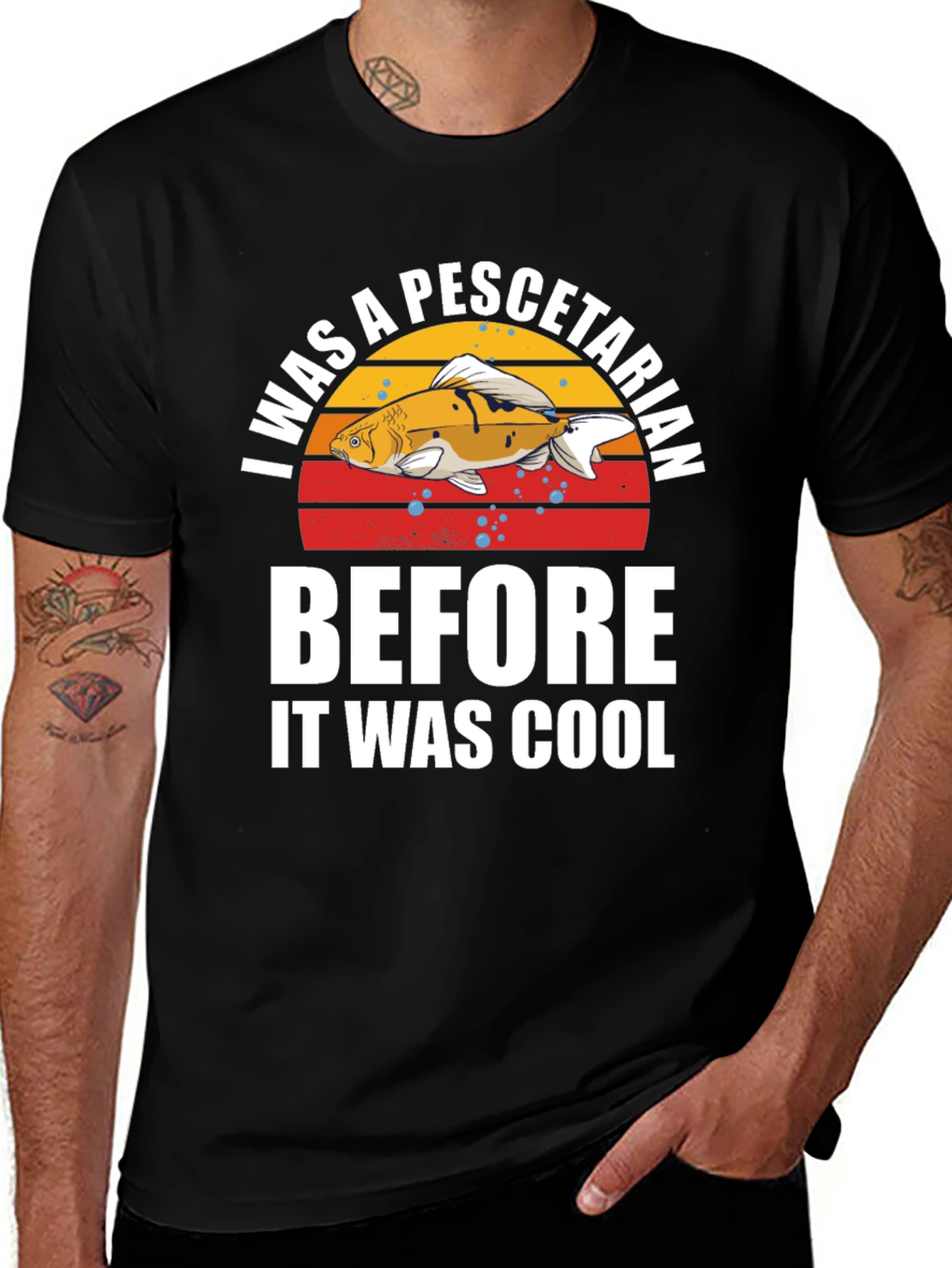 Variant 13 of Pescatarian Before Cool T-Shirt - Funny Fish Lover Tee
