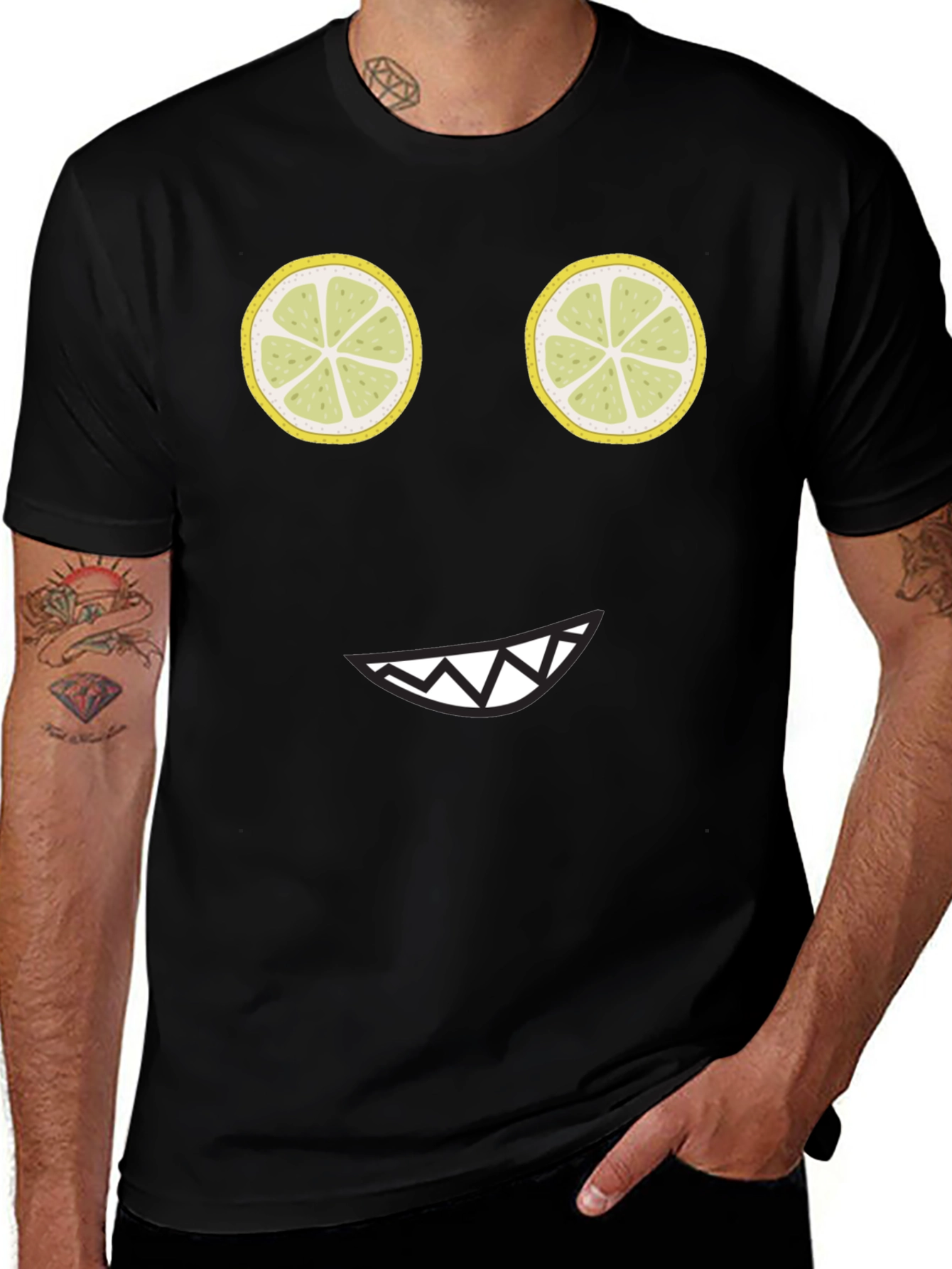Variant 18 of Funny Lemon Face Black T-Shirt