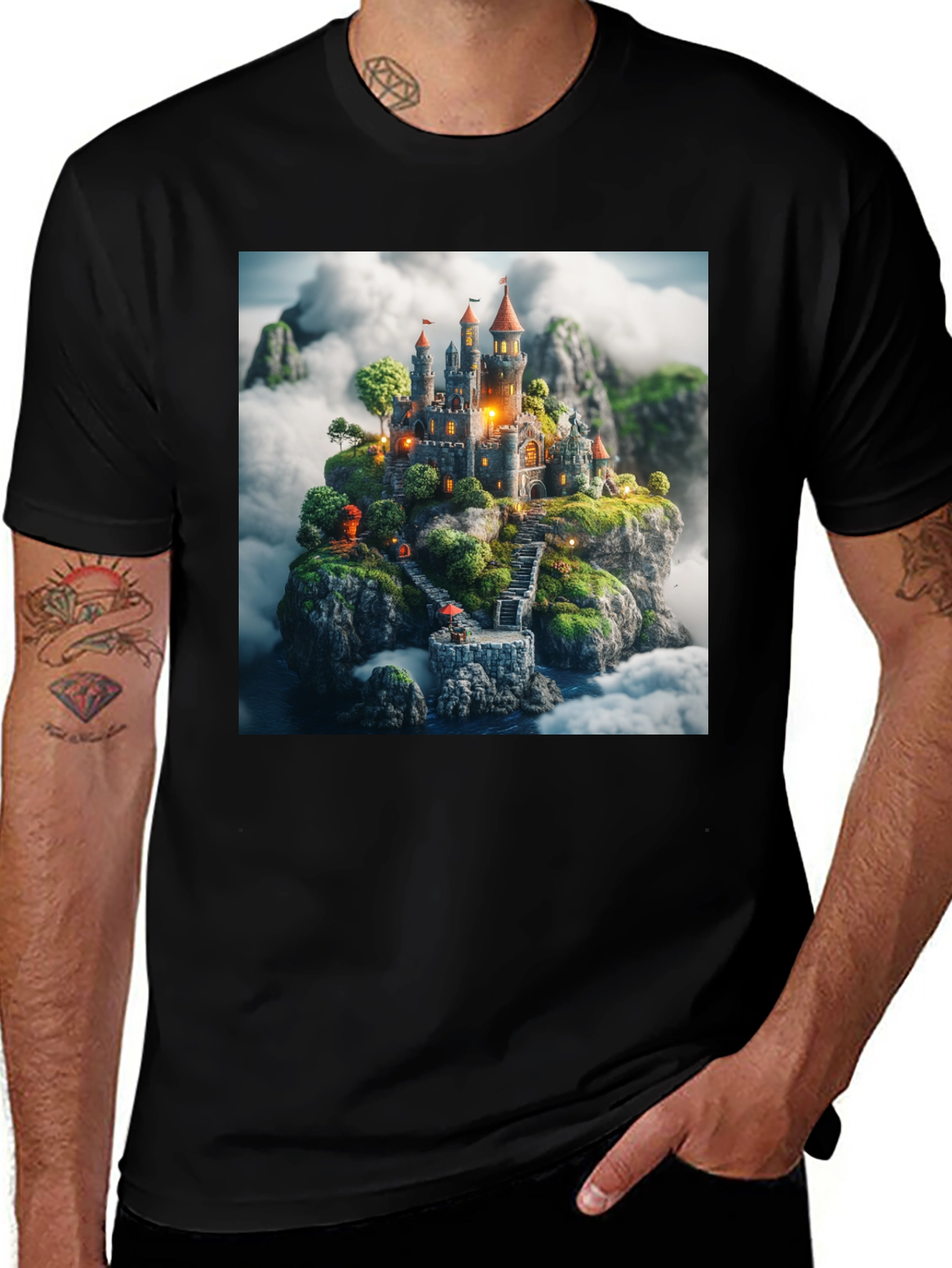 Variant 11 of Fantasy Castle Island Graphic Tee