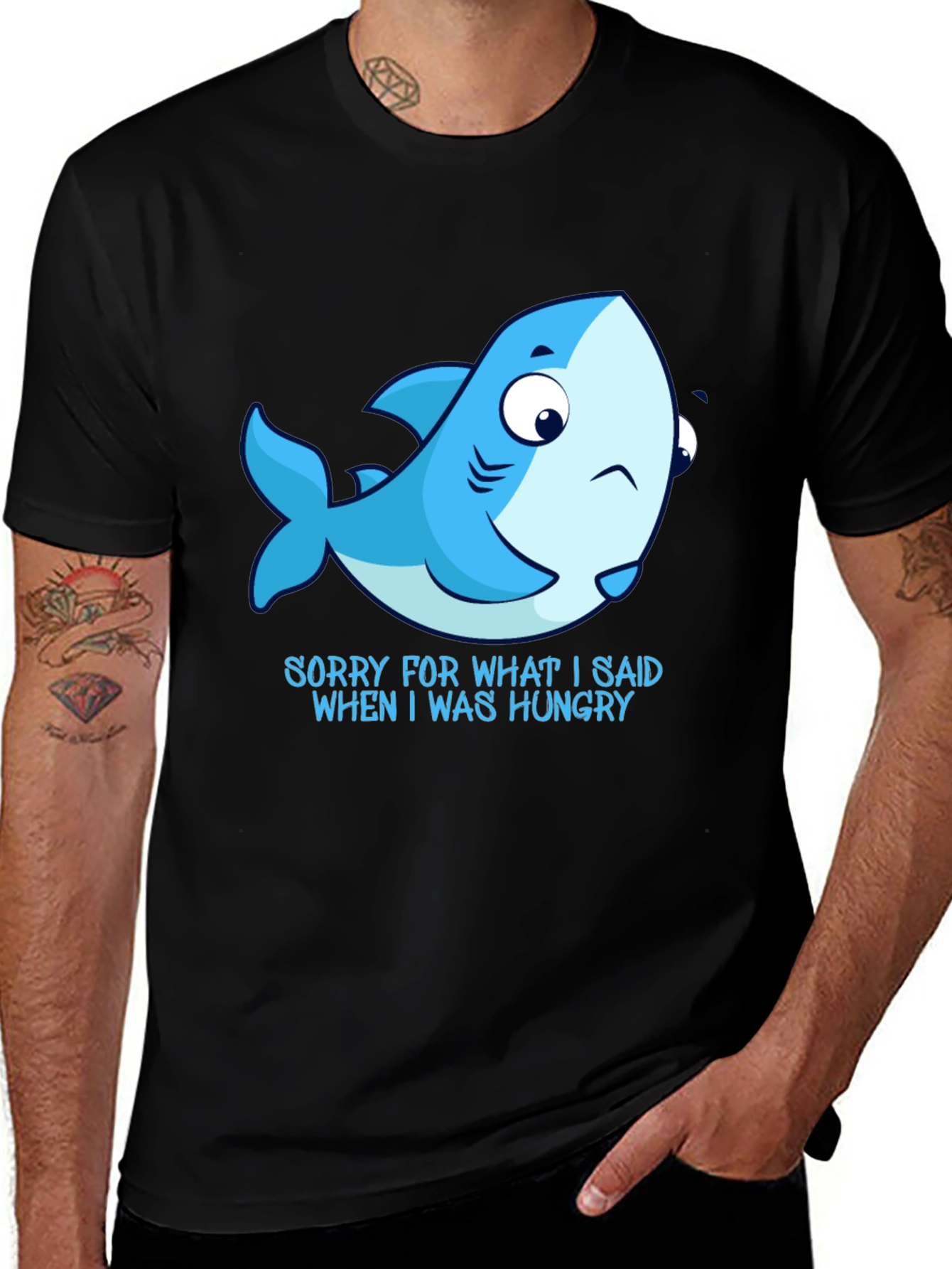 Variant 25 of Hungry Shark Graphic Tee - Black Cotton T-Shirt