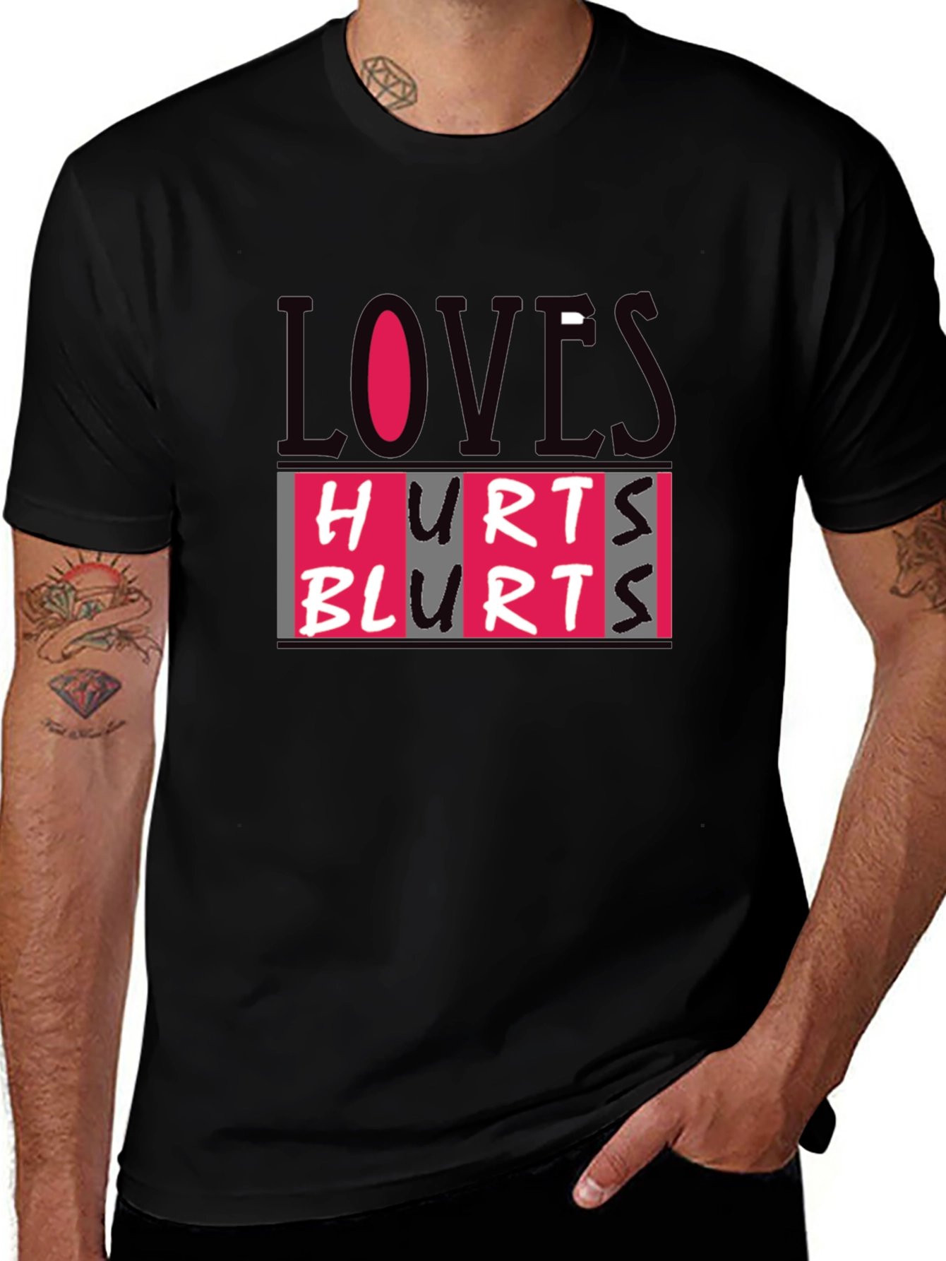 Variant 21 of Love Hurts Blurts Graphic Tee - Black