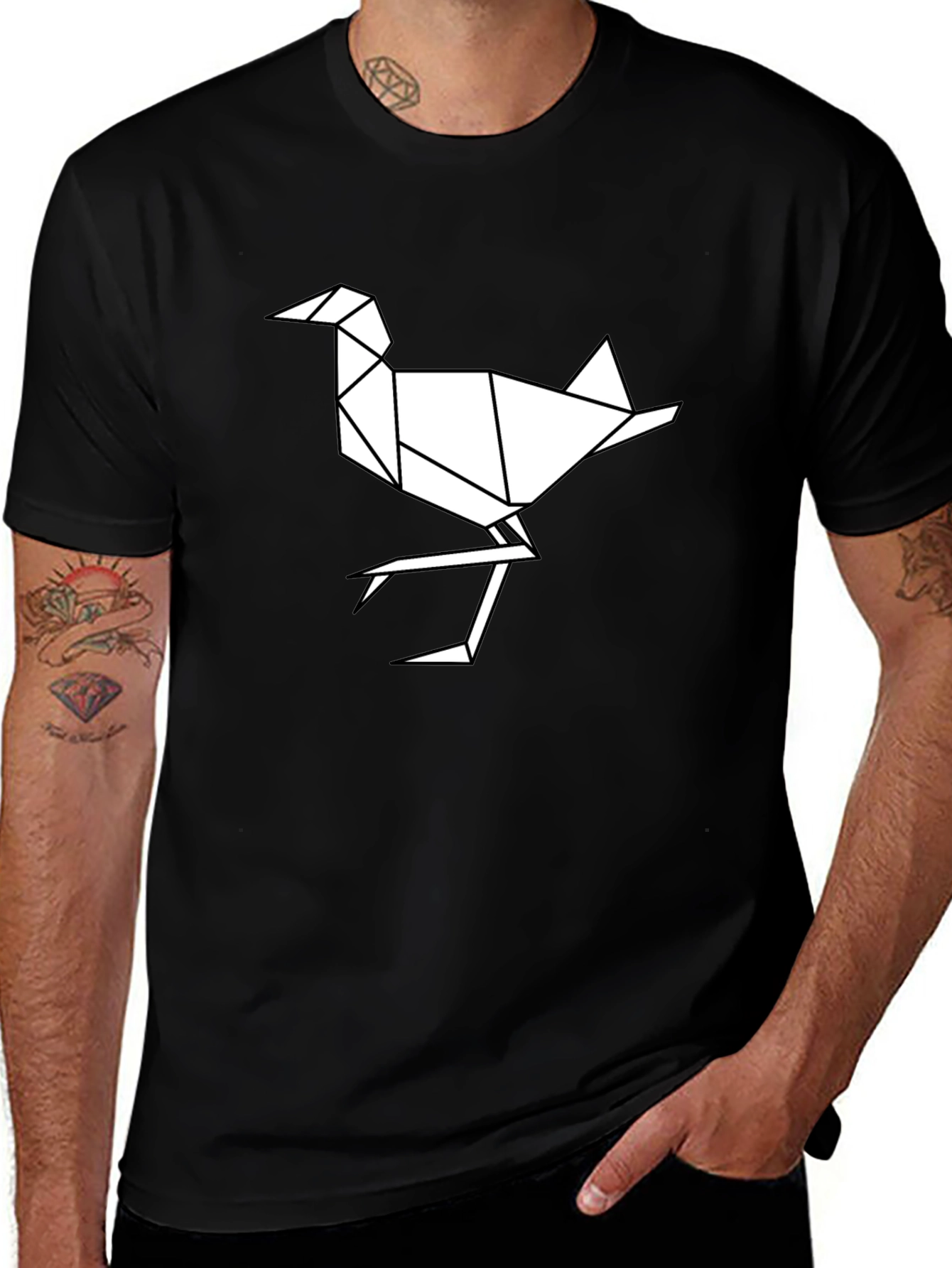 Variant 18 of Origami Bird Graphic T-Shirt - Modern Geometric Design