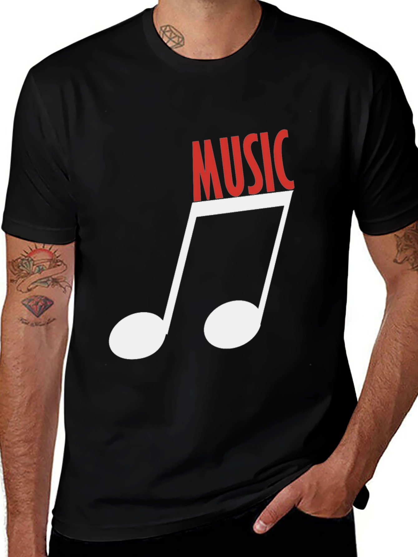 Variant 10 of Music Note Graphic Tee - Black Cotton T-Shirt