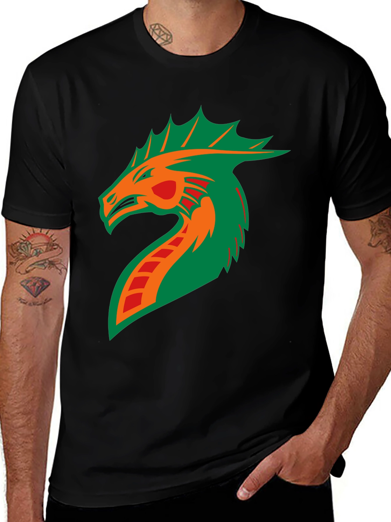 Variant 17 of Dragon Graphic Print Black T-Shirt