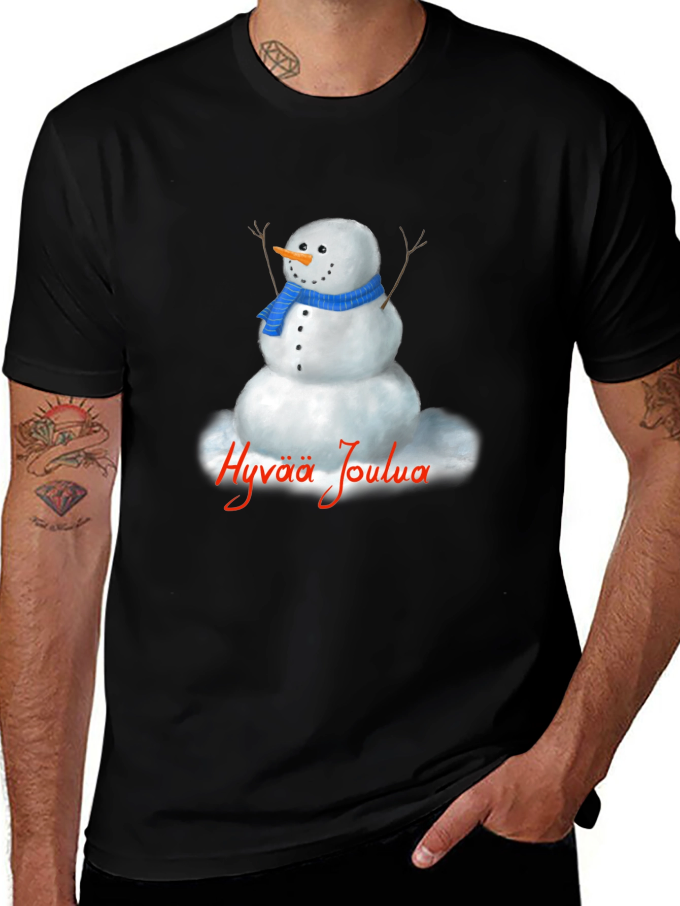 Hyvaa Joulua Snowman Graphic Tee