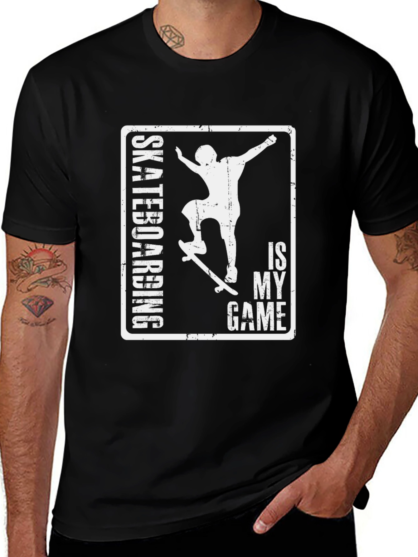 Variant 17 of Skateboarding Is My Game Black T-Shirt