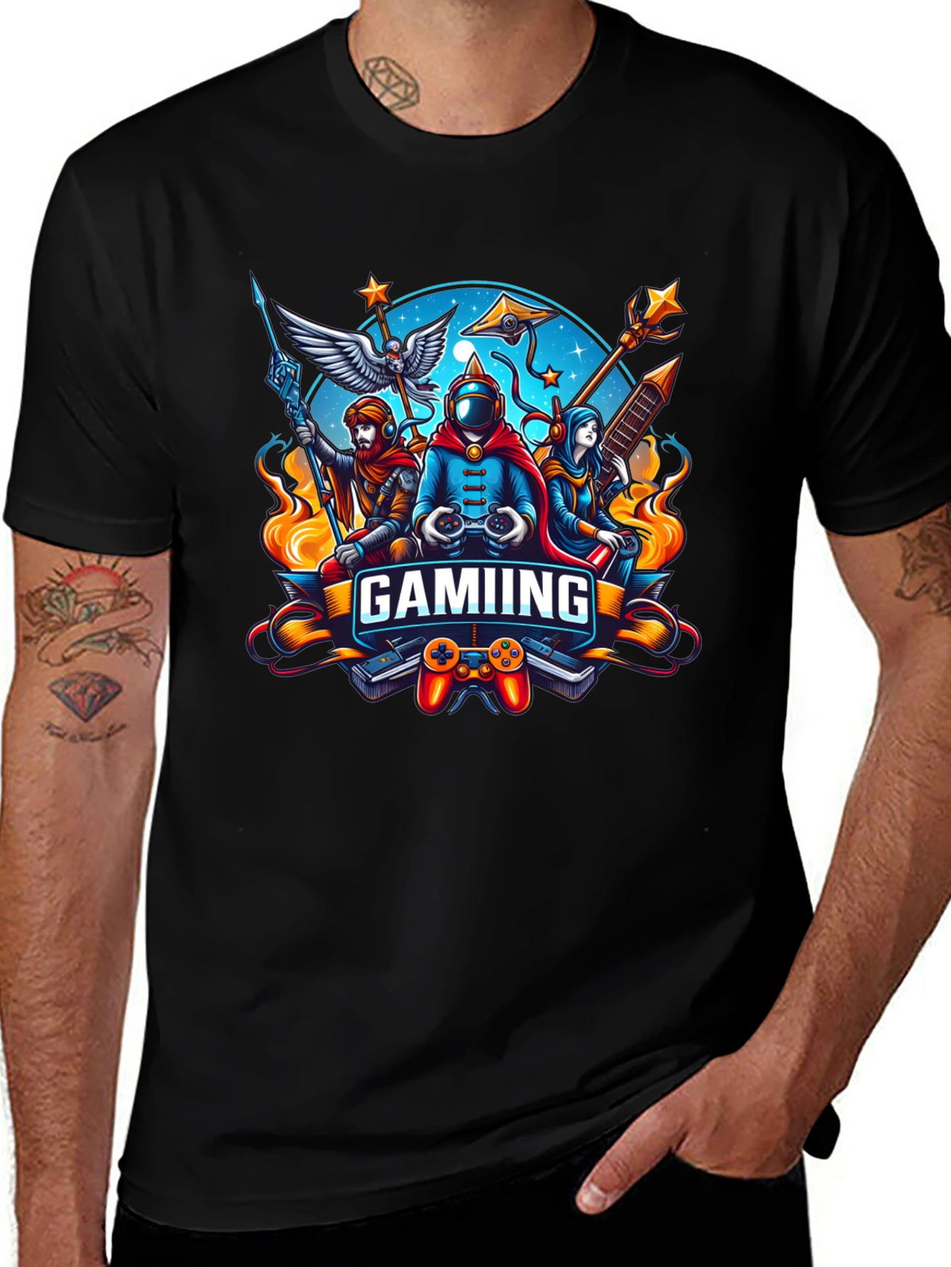 Variant 7 of Gaming Graphic Black T-Shirt