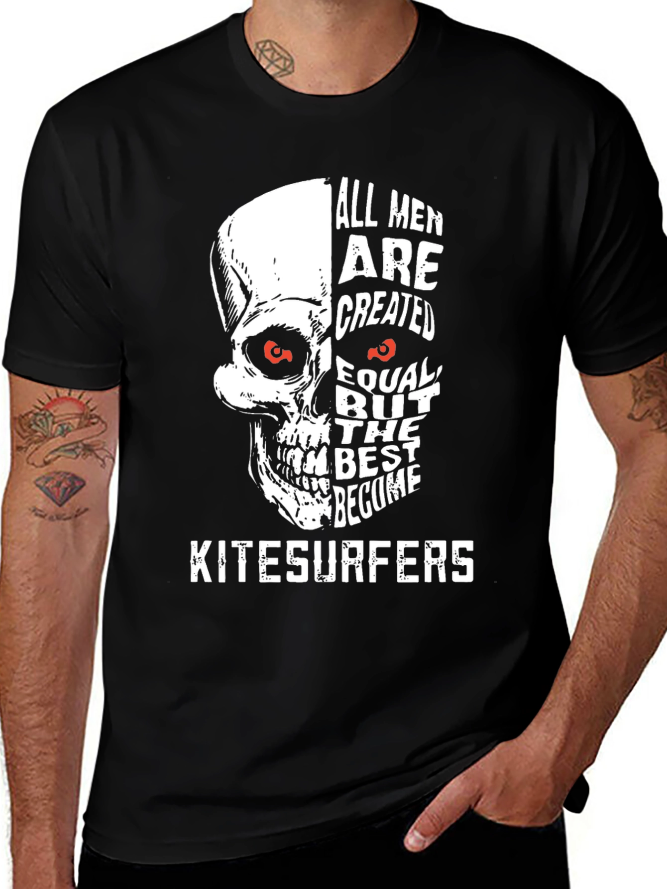 Kitesurfer Skull Graphic T-Shirt - All Men Are Created Equal