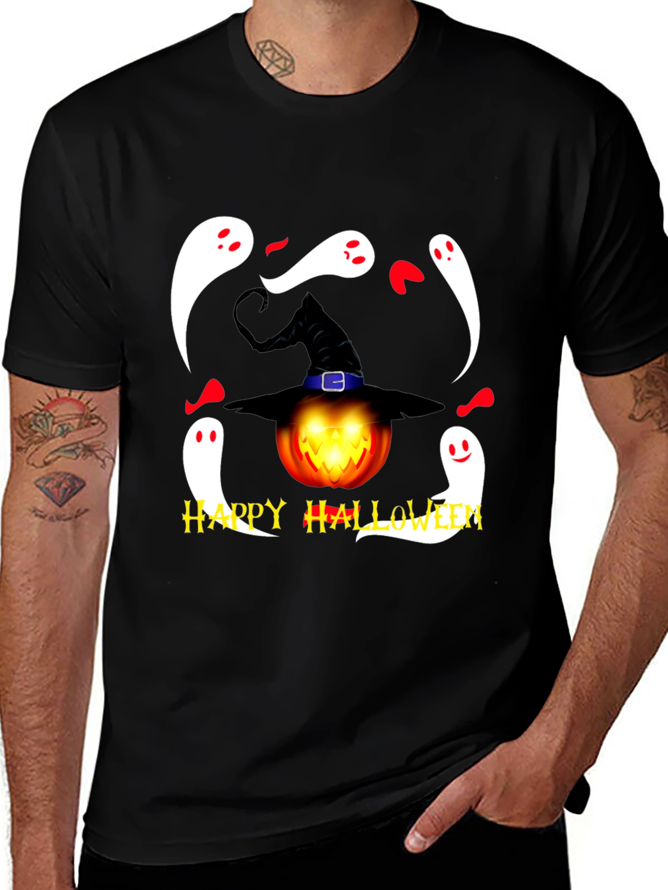Variant 30 of Halloween Pumpkin and Ghost Graphic Tee