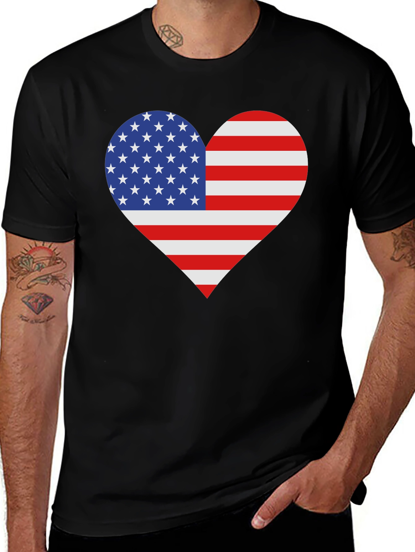 Variant 11 of American Flag Heart T-Shirt - Patriotic Love