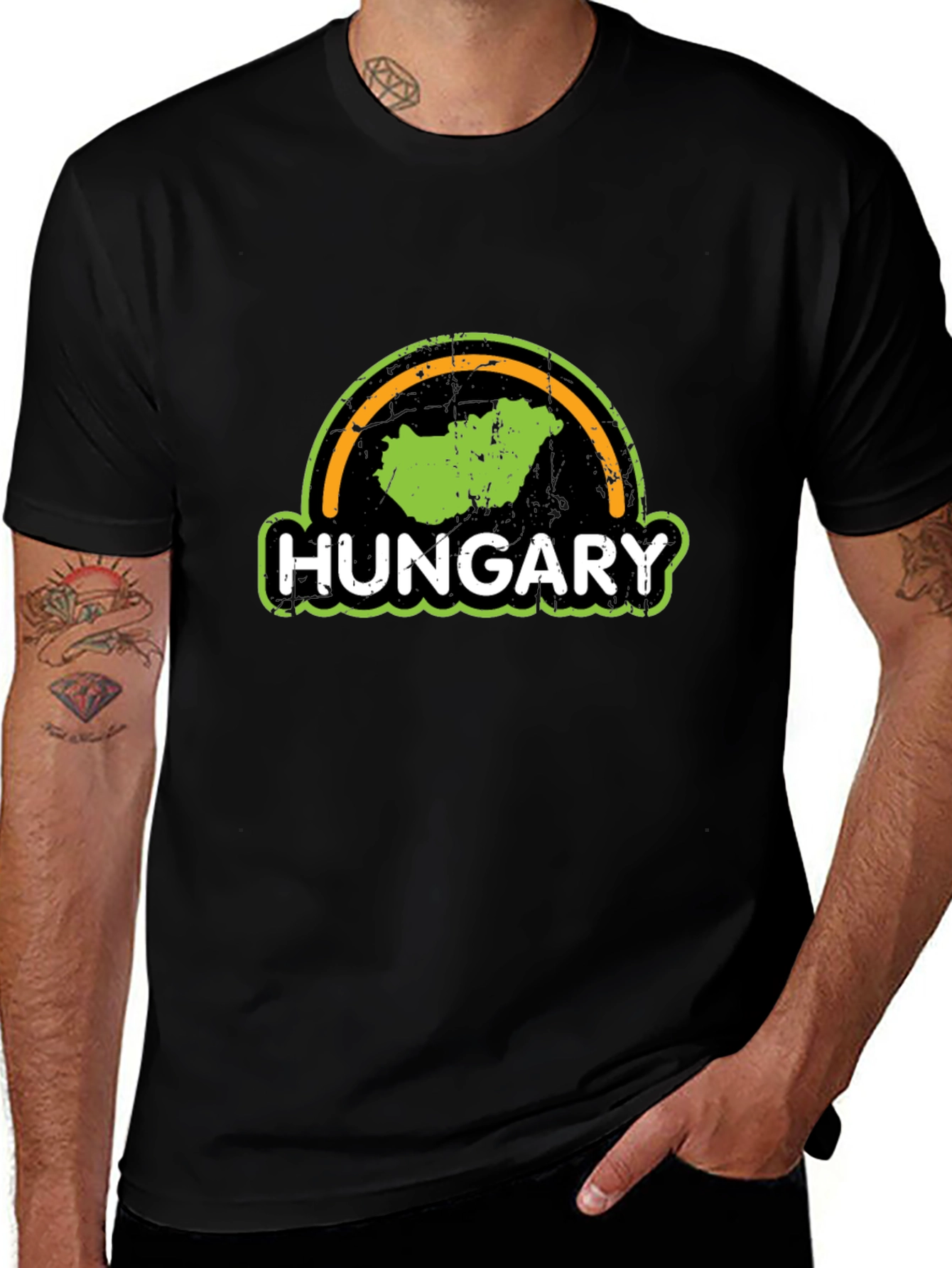 Hungary Map T-Shirt - Distressed Design