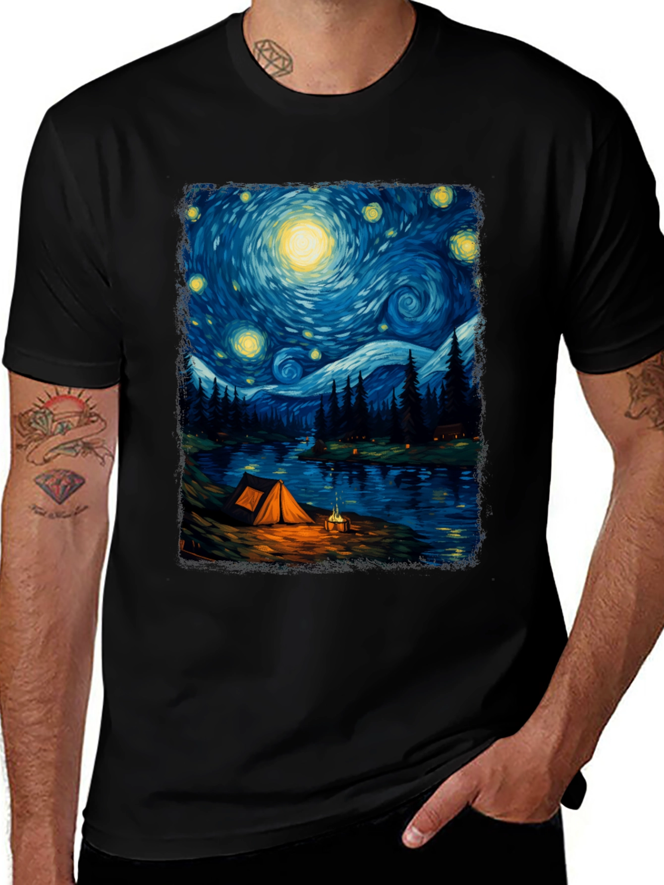 Variant 12 of Starry Night Camping Graphic Tee