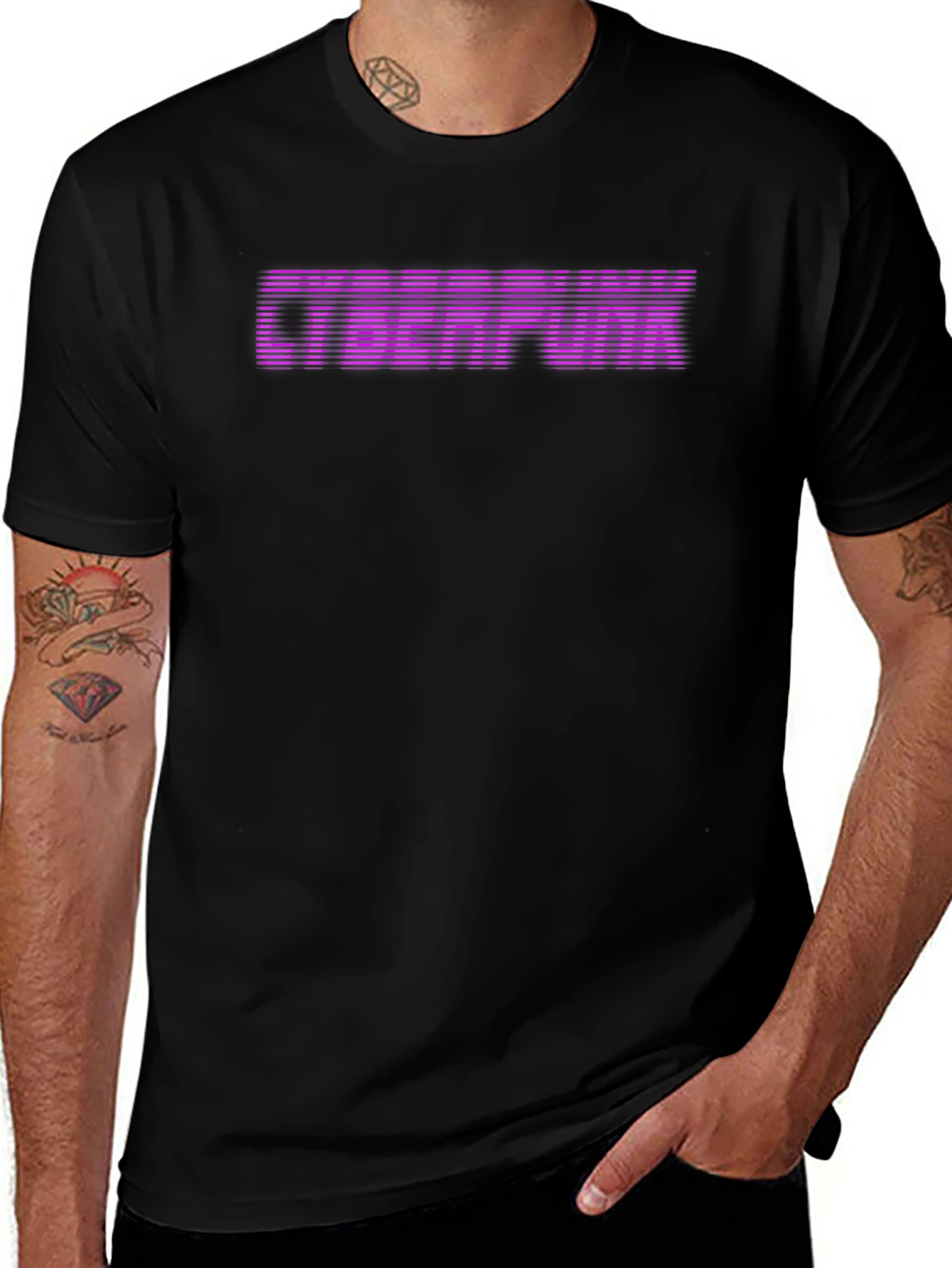 Variant 2 of Cyberpunk Graphic Tee - Retro Style, Premium Black Cotton