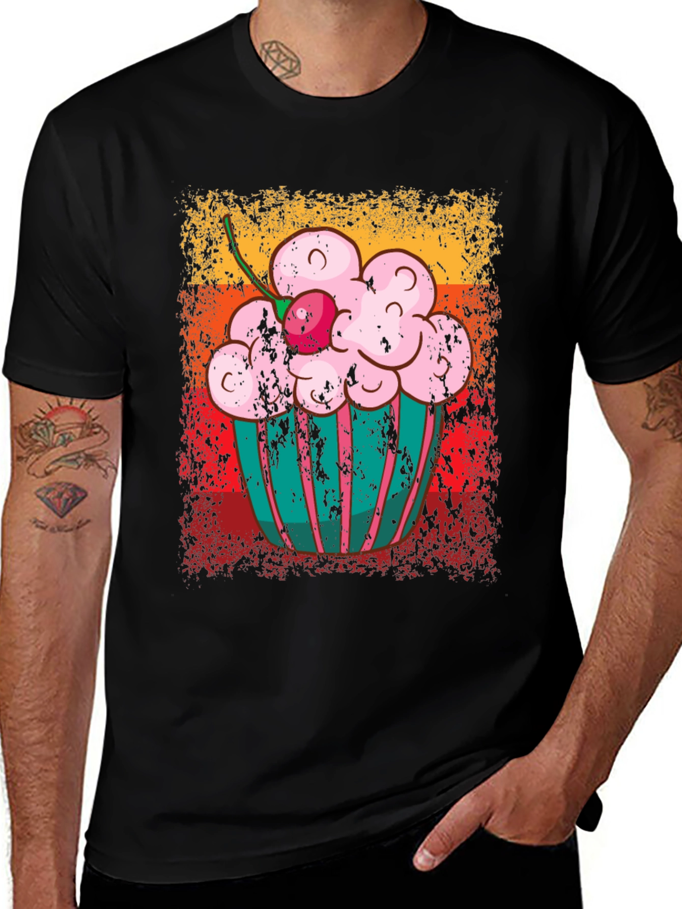 Variant 13 of Cupcake Graphic Black T-Shirt
