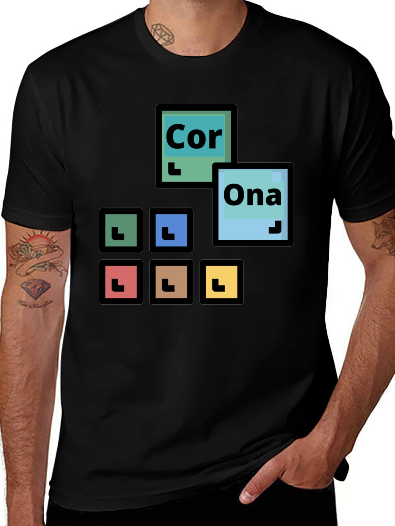 Variant 24 of Periodic Table Corona T-Shirt - Black Cotton Tee