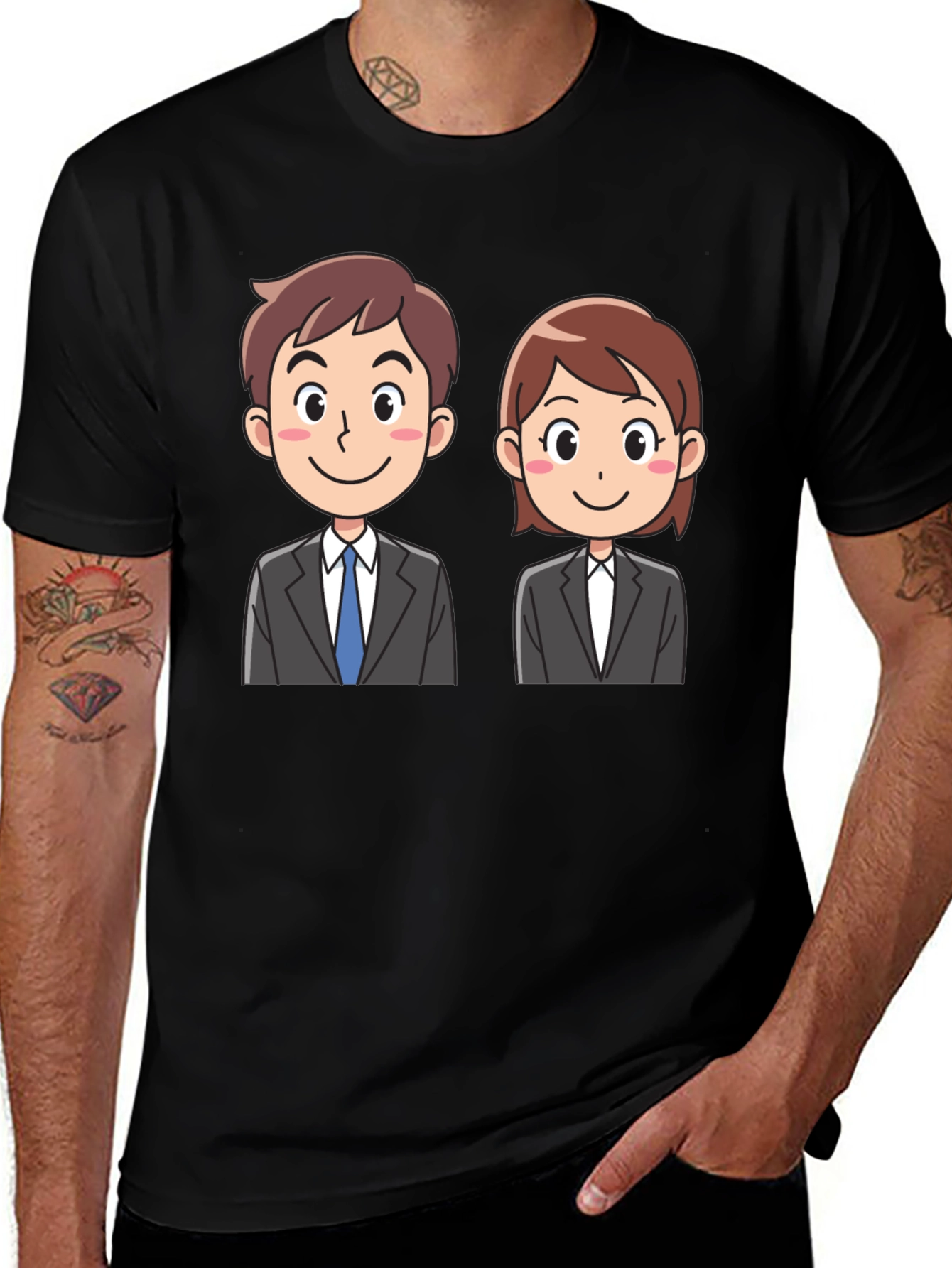 Variant 19 of Cartoon Business Duo Black T-Shirt