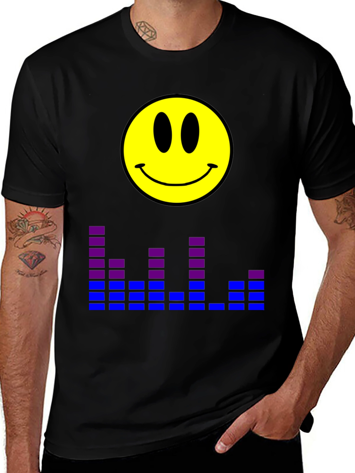 Variant 14 of Smiley Face Graphic Tee - Black T-Shirt